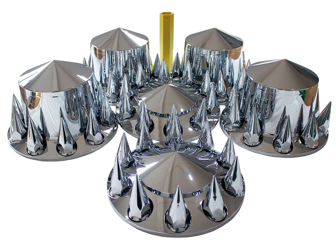 JIARU ABS Plastic Chromed Hubcaps Front and Rear Wheel Axle Cover Set with 33mm Thread-On Lug Nut Covers for Semi Trucks (Pointe