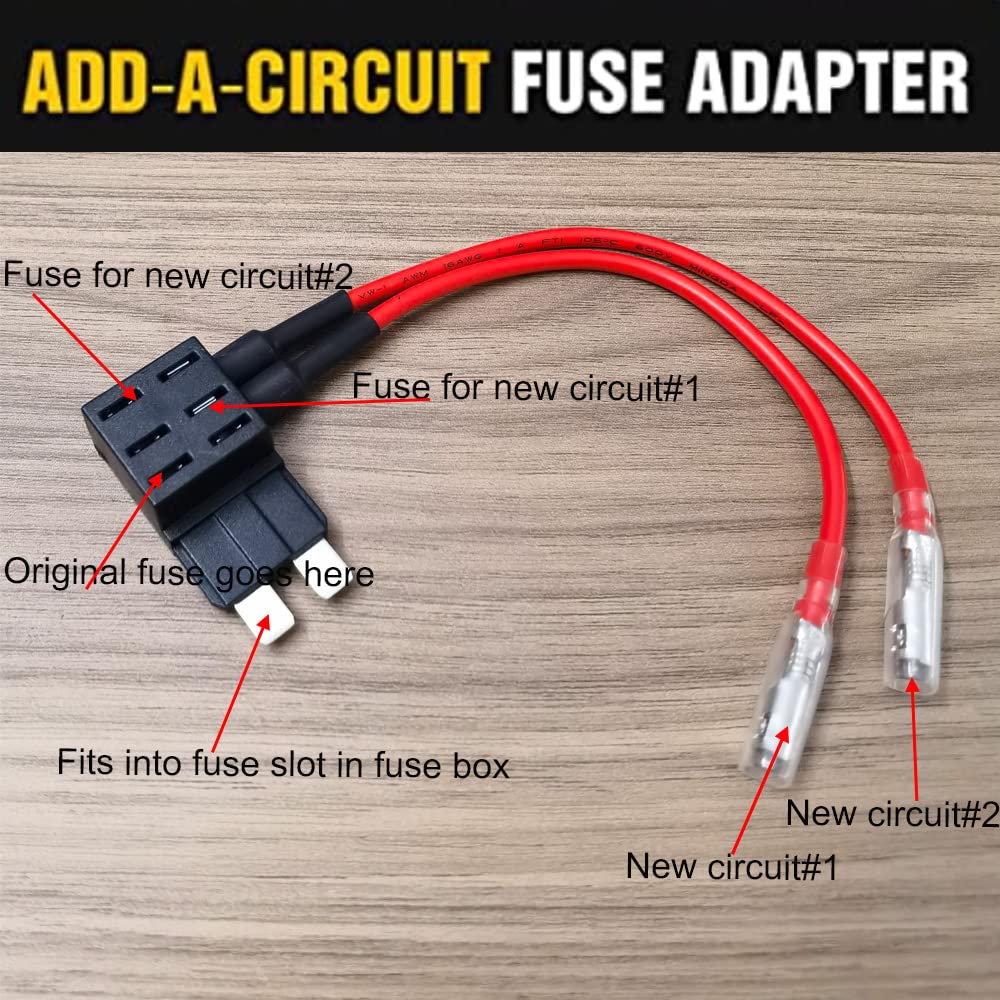 Gebildet 2Pcs 12V 24V Standard Dual-Port Add-A-Circuit Fuse Tap, Ats Medium Piggy Back Blade Holder With Dual Wire Harness, 4Pcs