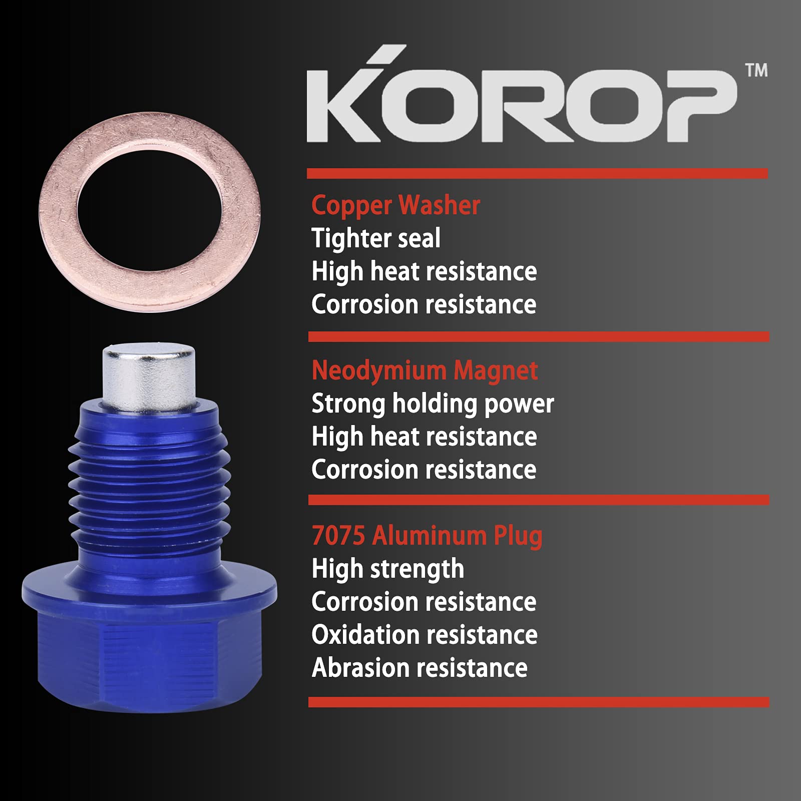 Oil Drain Plug (M14 X 1.5 Mm) Made Of 7075 Aluminum With Neodymium Magnet Fits For Honda Acura Ford Gm Mazda Hyundai Kia And Mor