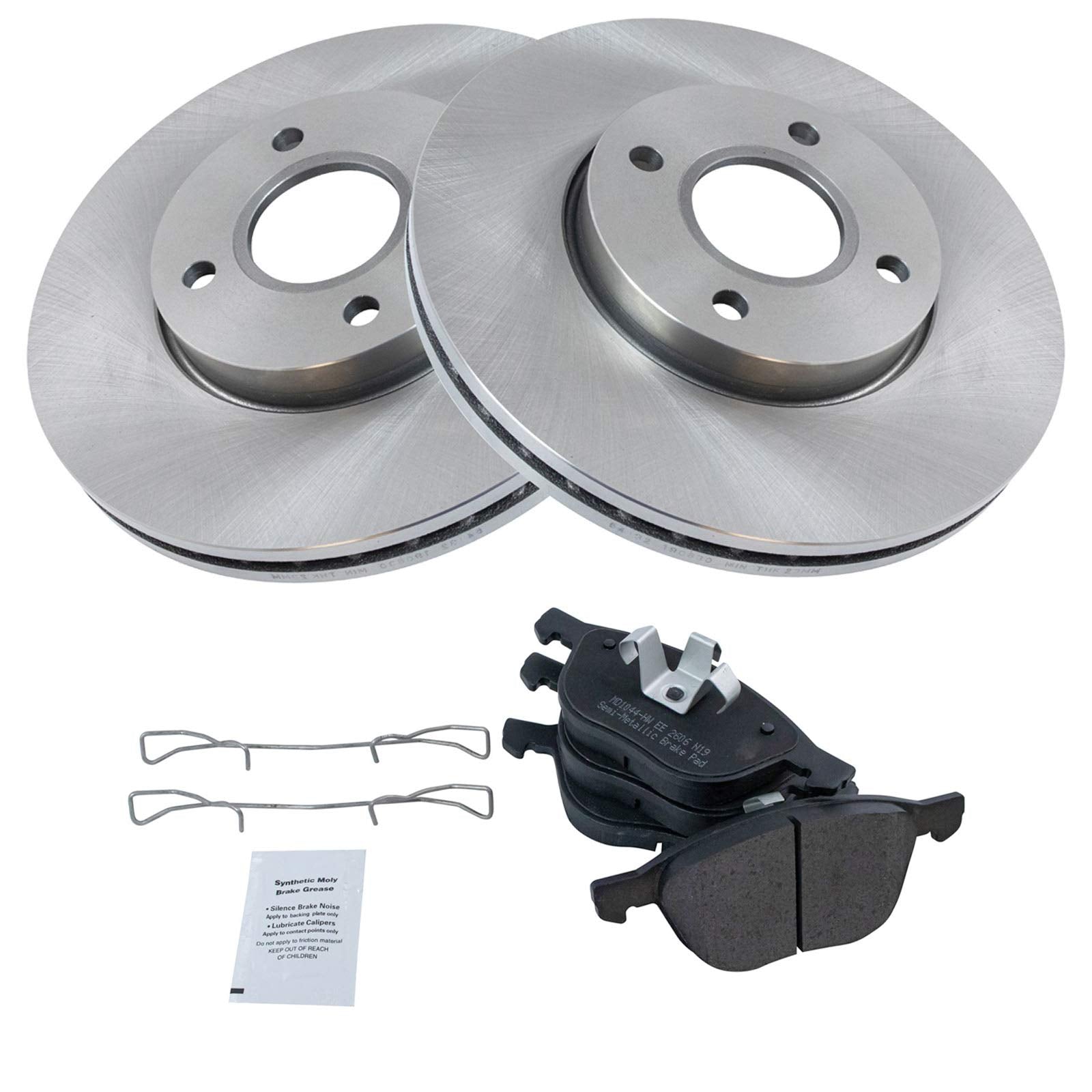 Trq Front Brake Pad & Rotor Kit Brake Pads Brake Rotor Semi-Metallic Compatible With 2005-2007 Ford Focus