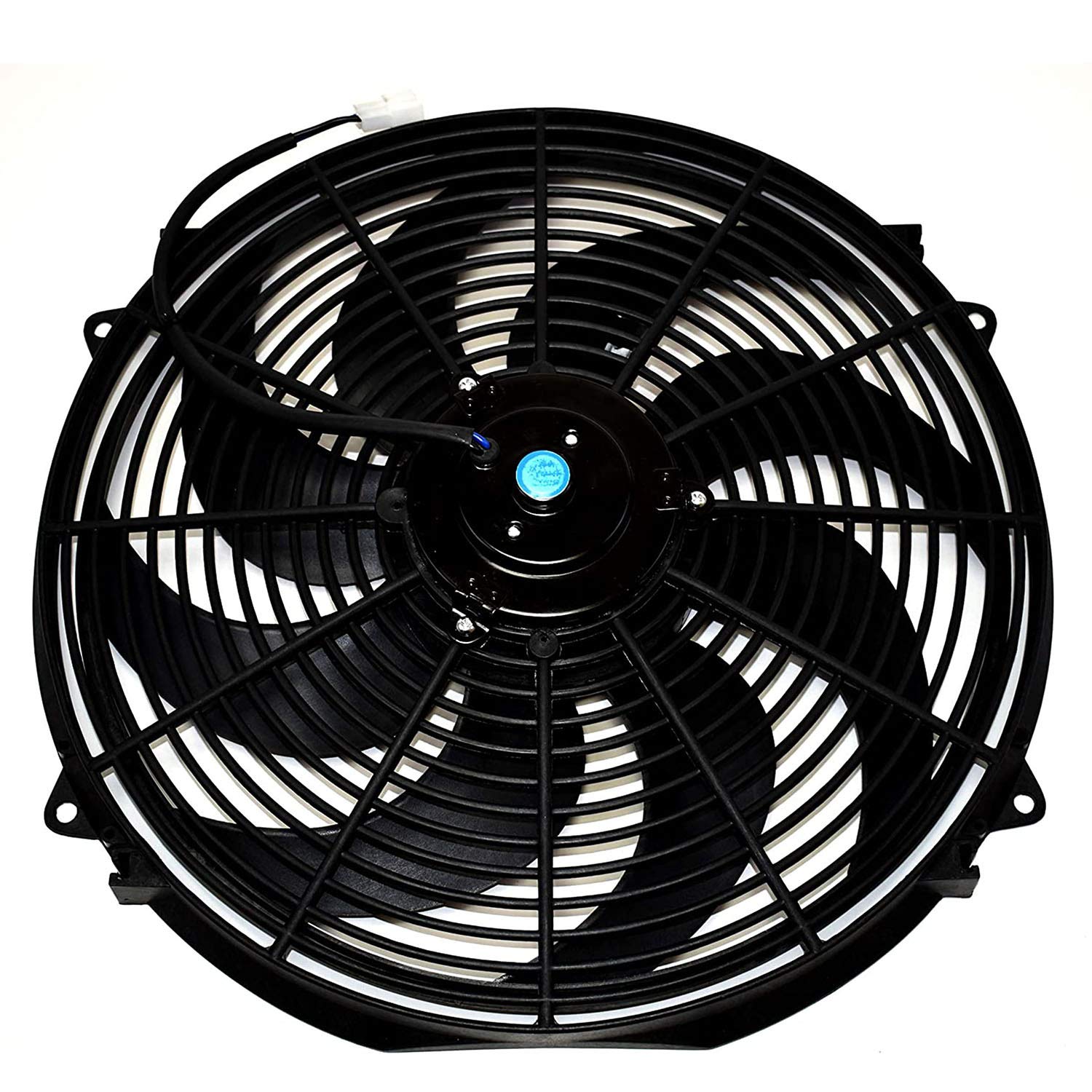 A-Team Universal High Performance Radiator Electric Cooling Fan Assembly Kit - 16' Size - Heavy Duty - 3000 Cfm Capacity - 12 Volts - 8 Blade Design - Perfect For Turbo Applications - Black