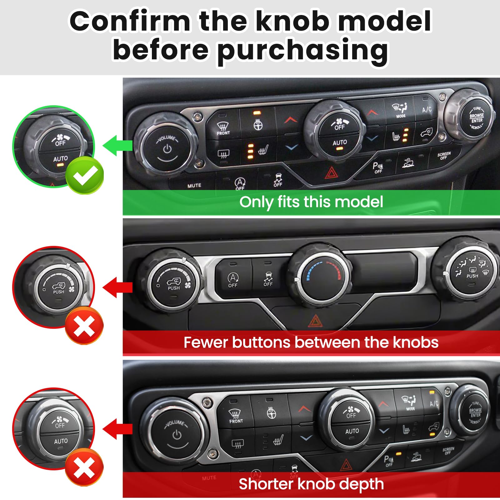 DIAMOOKY 8PCS Red Metal Button Knob Covers for Jeep Wrangler JL JLU 2018-2025 & Gladiator JT - Window Switch & Radio Knob Accessories