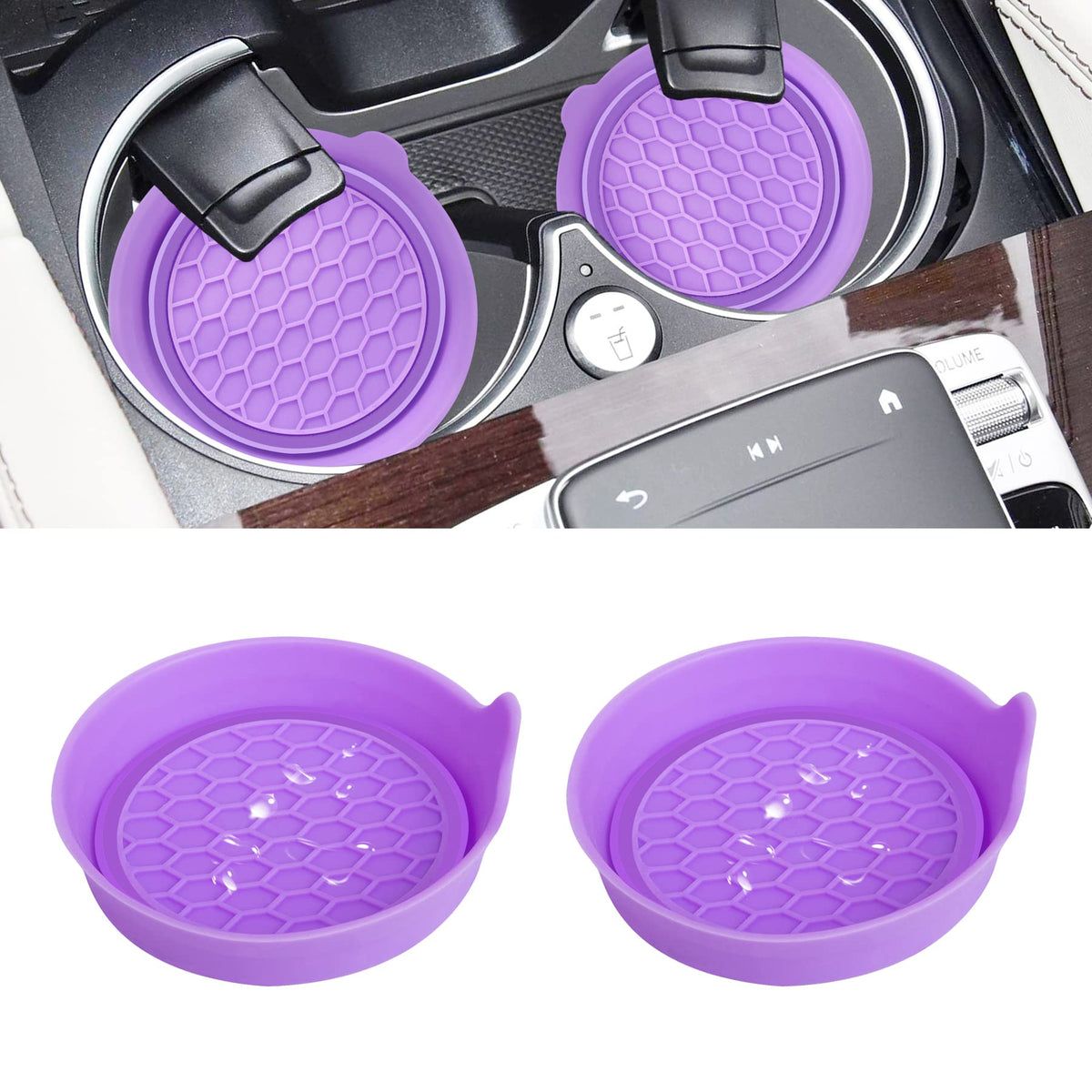 Amooca Car Cup Coaster Universal Automotive Waterproof Non-Slip Cup Holders Sift-Proof Spill Holder Car Interior Accessories 2 P