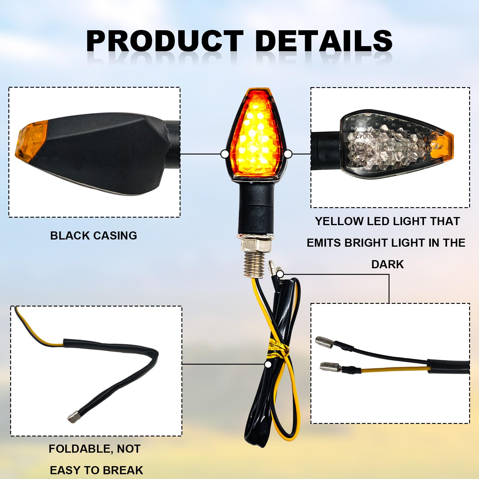 4Pcs Mini Stalk Arrow Light Motorcycle Turn Signal Lights Motorcycle Front Rear Lights Suitable For All Kinds Of 12V Locomotive