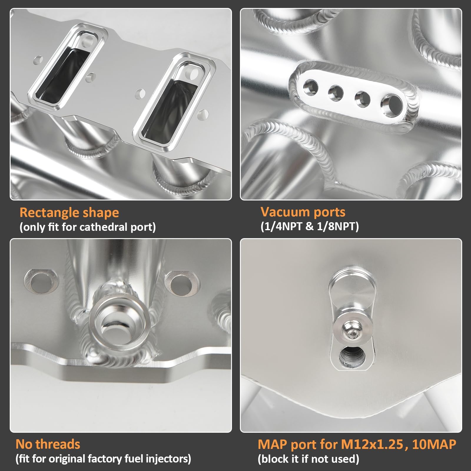 Htostar Racing For LS Intake Manifold Compatible with LS1 LS2 LS6 of cathedral port heads with Drive by Cable Throttle Body Comp