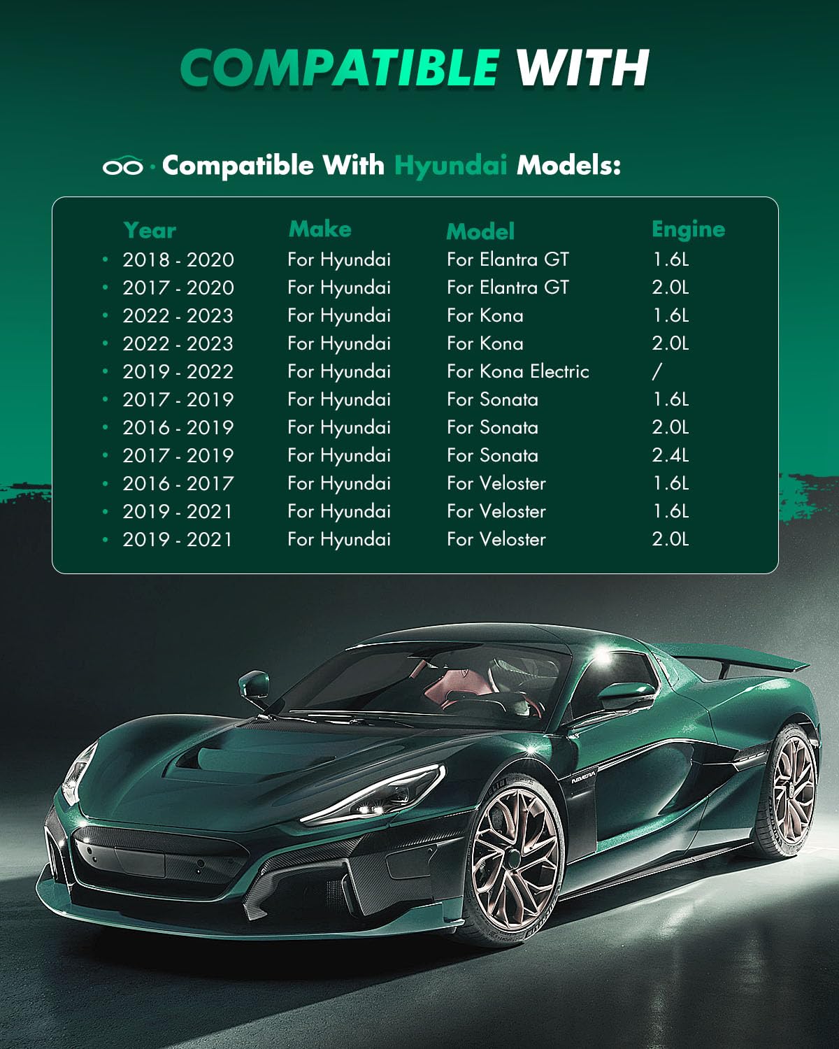 Scitoo Rear Disc Brake Pad Set 4Pcs W/Hardware Fit For Hyundai 2016 2017 2018 2019 2020 2021 2022 2023,For Kia 2014 2015 2016 20