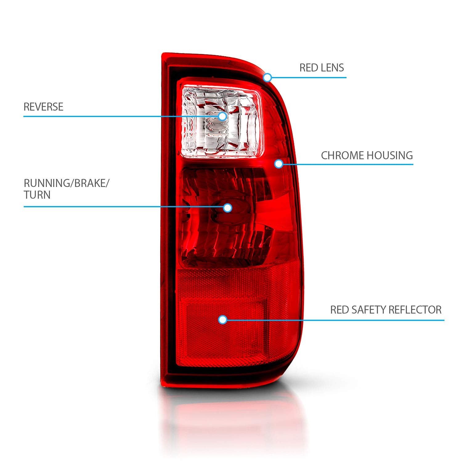 Amerilite For 2008-2016 Ford F250 F350 F450 / Superduty Red Clear Oe Replacement Brake Lamp Tail Lights Set - Driver And Passenger Side