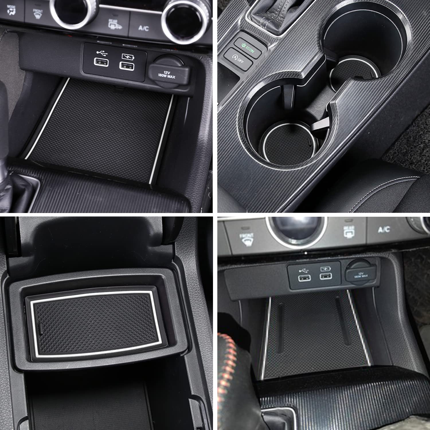 Locoy Center Console Liner For Honda Civic 11Th Gen Sedan Accessories 2022 2023 2024 2025 Cup Holder Mat, Door Slot Pad, Coaster
