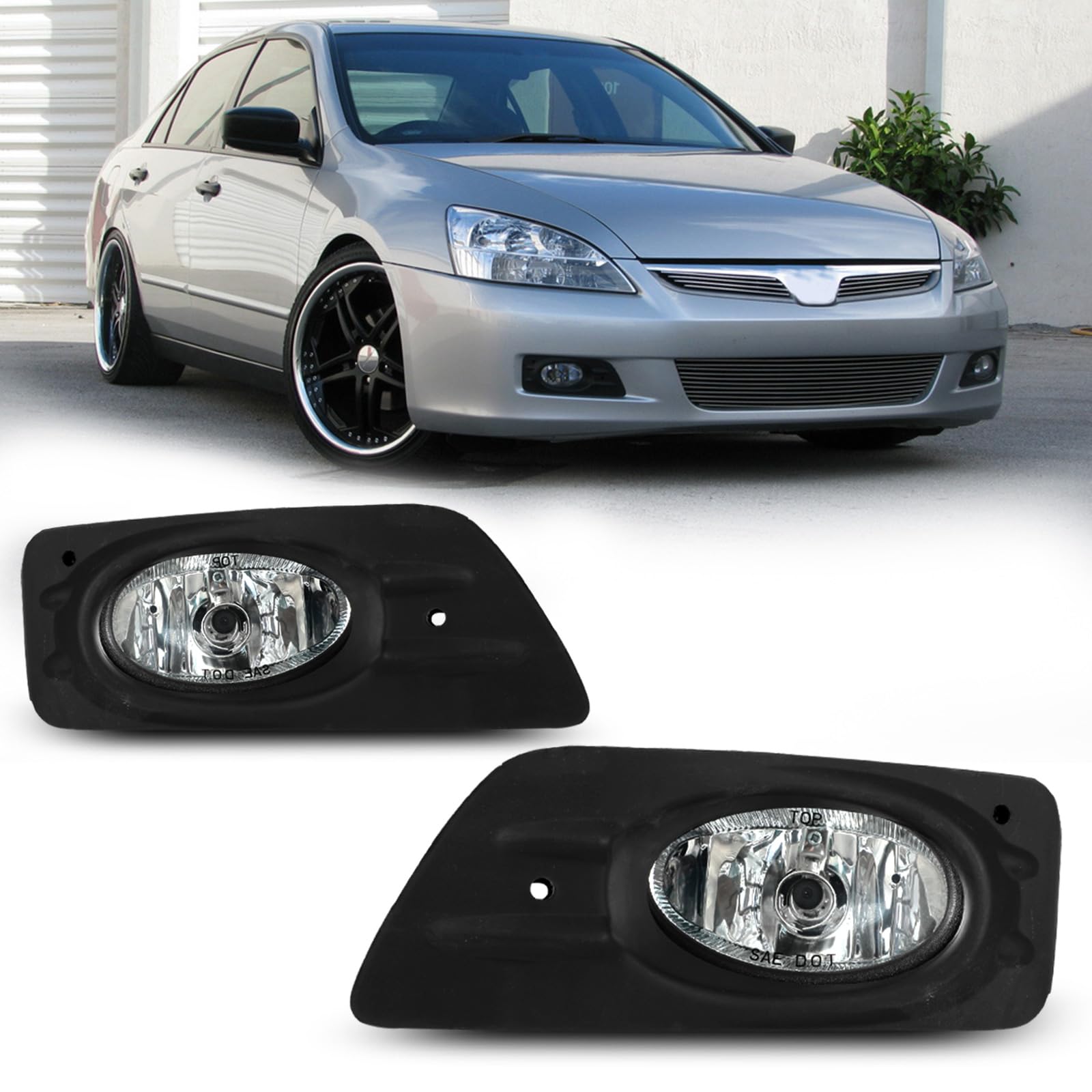 Autofree Fog Lights For Honda Accord Sedan 4Dr 2006 2007 With H11 12V55W Bulbs Oem Fog Lamps Assembly Replacement Included Wirin