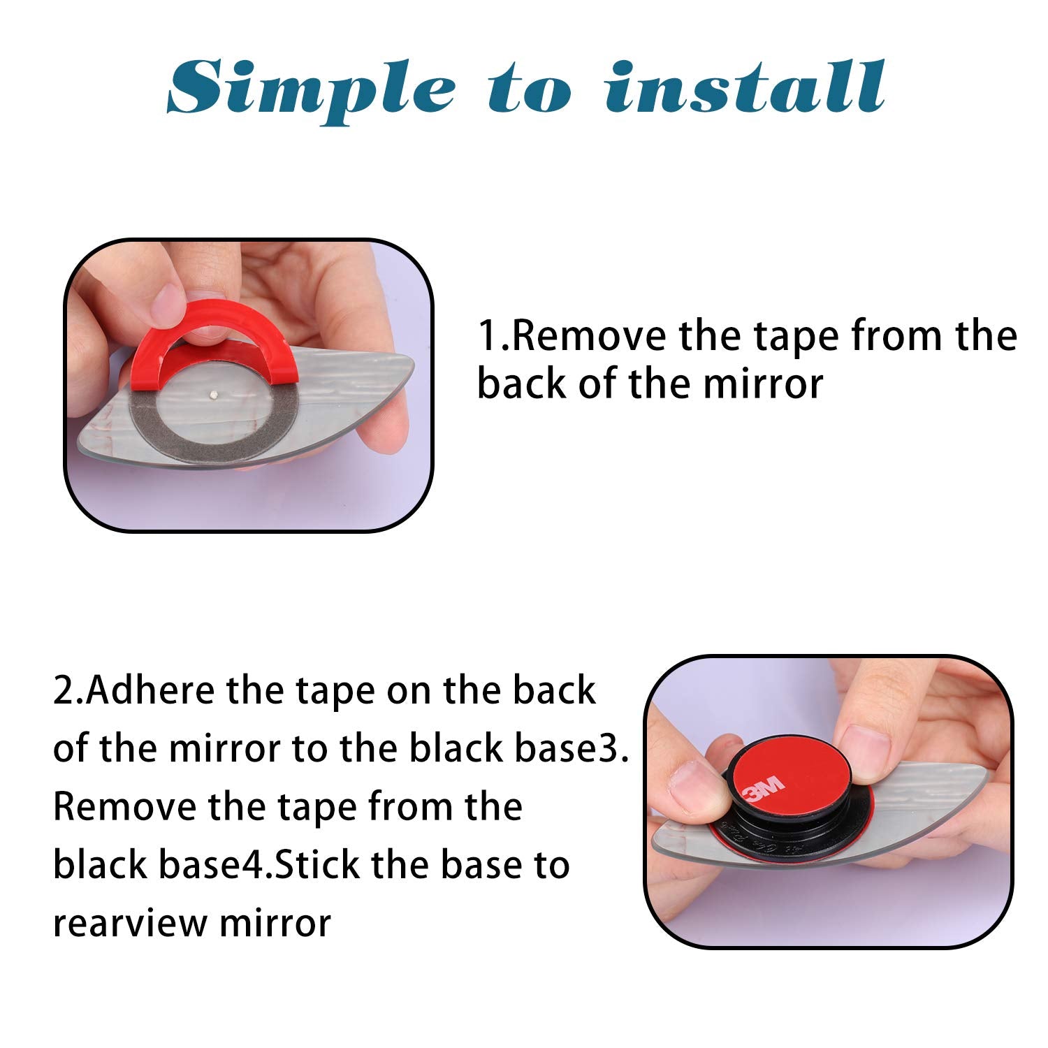 Livtee Blind Spot Car Mirror,Asymmetric Fan Shaped Hd Glass Frameless Convex Rear View Mirror With Wide Angle Adjustable Stick For Cars Suv And Trucks, Pack Of 2