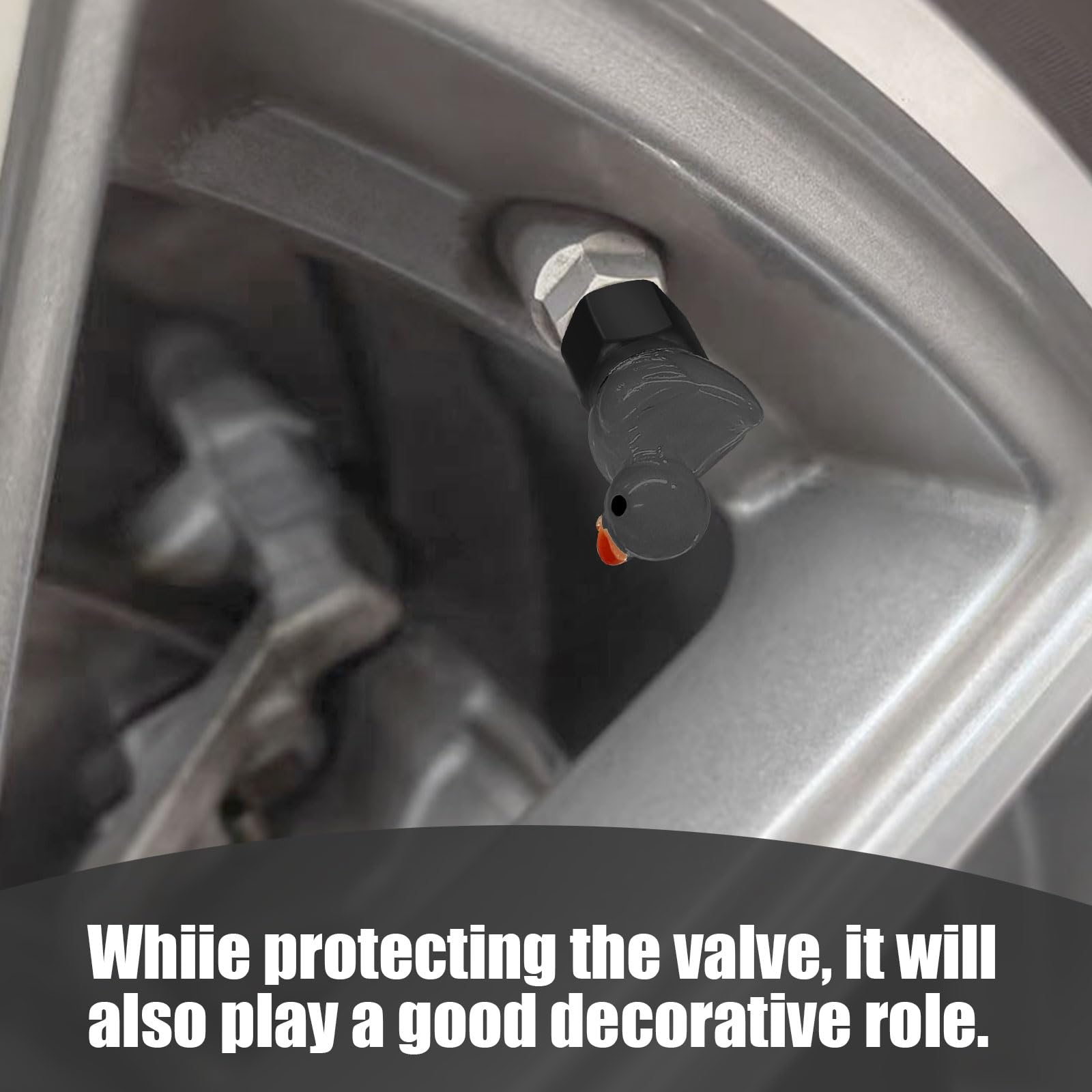 xbrtaia 4 Pack Cute Duck tire Valve caps, Glow in The Dark Tire Valve Caps, Interesting and Practical Tire Decoration, Can be Us