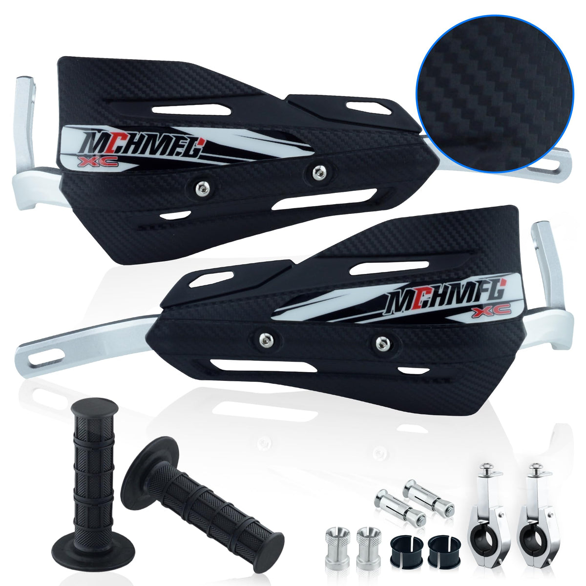 Mchmfg Dirt Bike Handguards With Grips - 7/8' And 1 1/8' Motorcycle Hand Guards For Atv - Universal Handguards Bracket For Off Road Motorcross Black