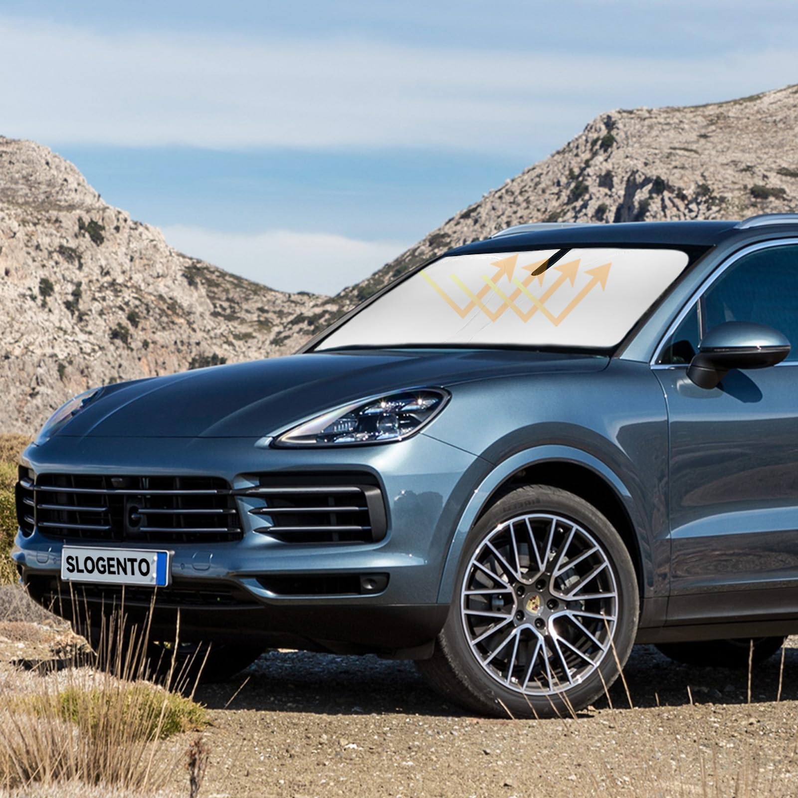 For Porsche Cayenne 2019-2023 2024 2025 Sun Shade Sunshade Windshield Cover, Foldable Front Window Shade Protector Custom Fit Ca