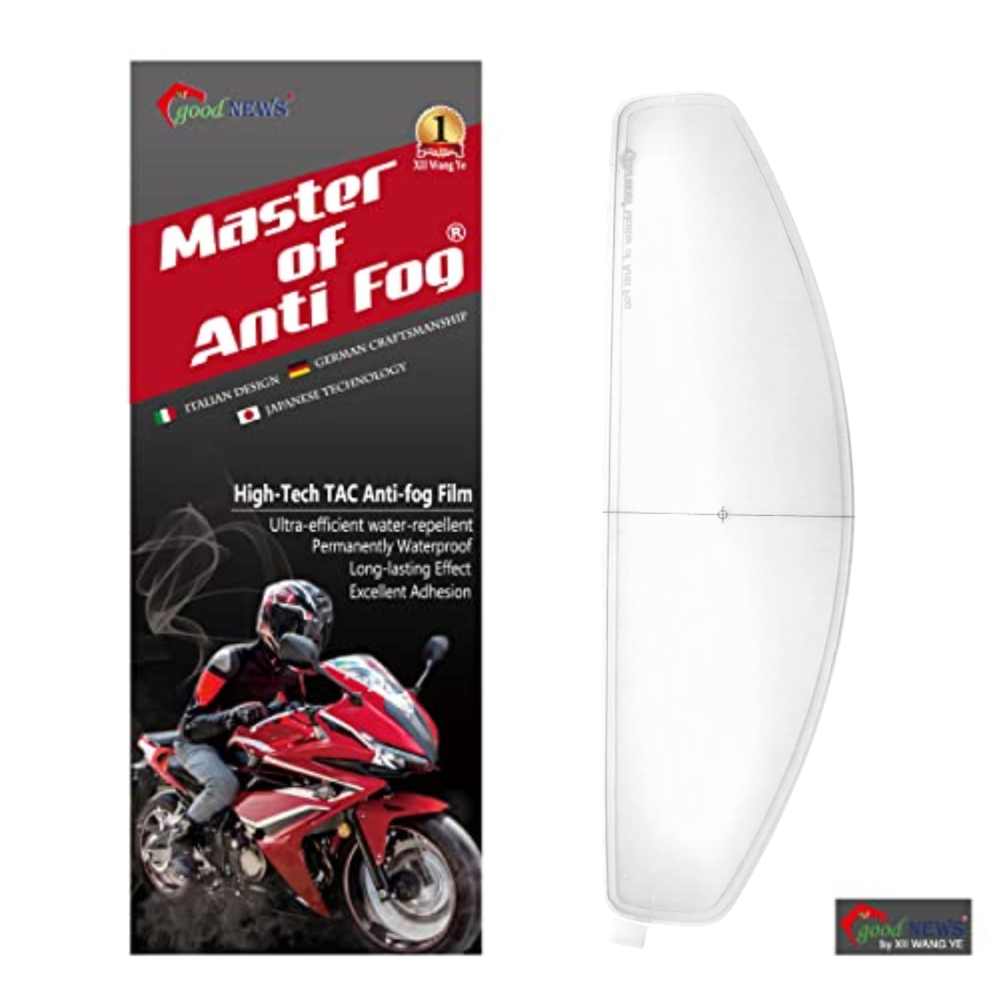 Xii Wy Universal Motorcycle Full Face Helmet Shield Anti Fog Film, Transparent Visor Lens Insert Fog Resistant Waterproof Sticke