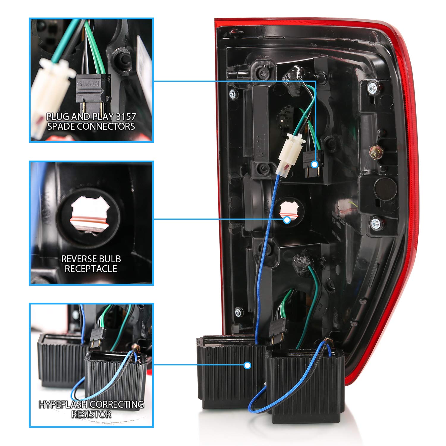 Amerilite Red/Clear Led Bar Replacement Brake Tail Lights Set For Ford F-150 - Passenger And Driver Side