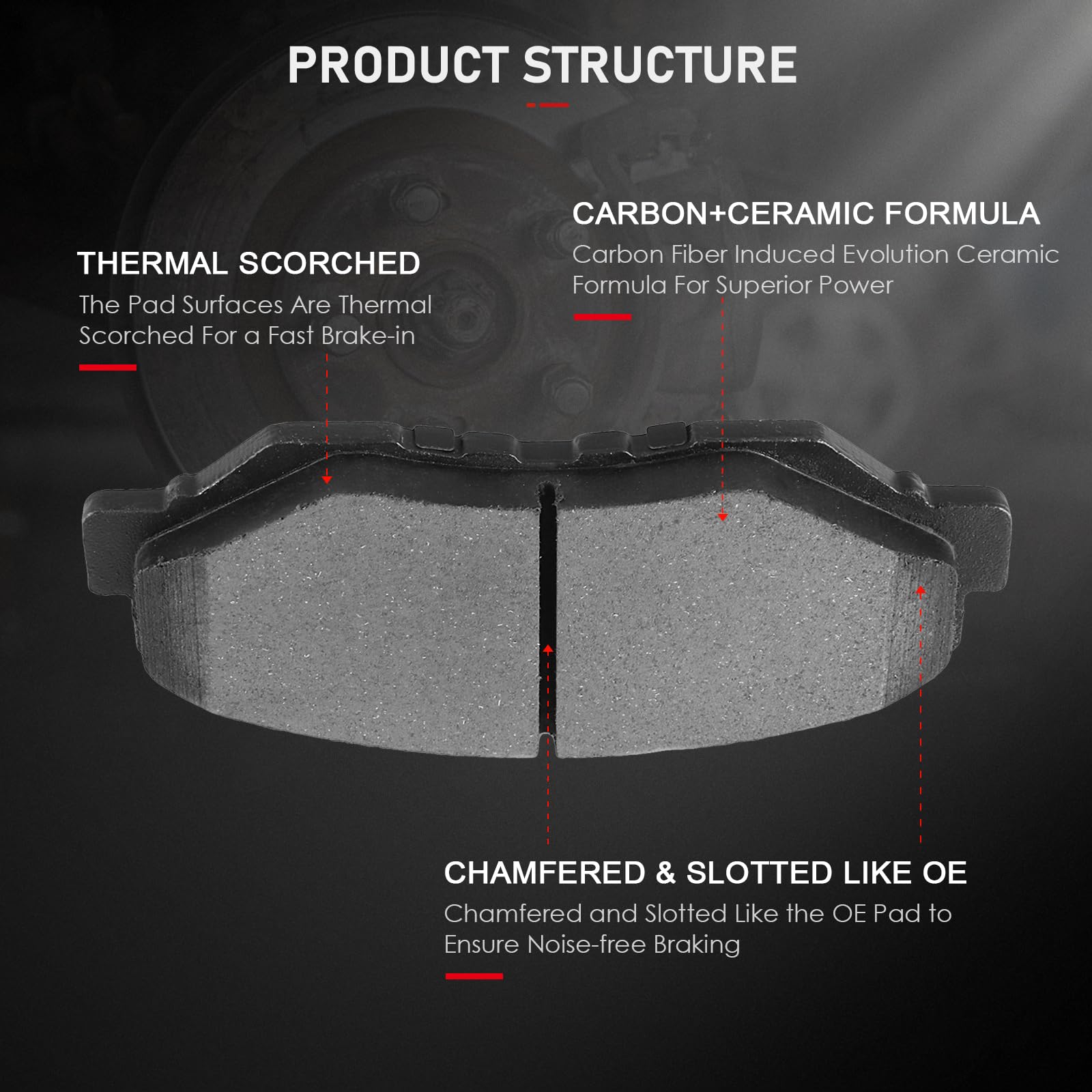 Cciyu D958 Front Ceramic Disc Brake Pads Kit For Honda For Accord 2003-2010 4Pcs
