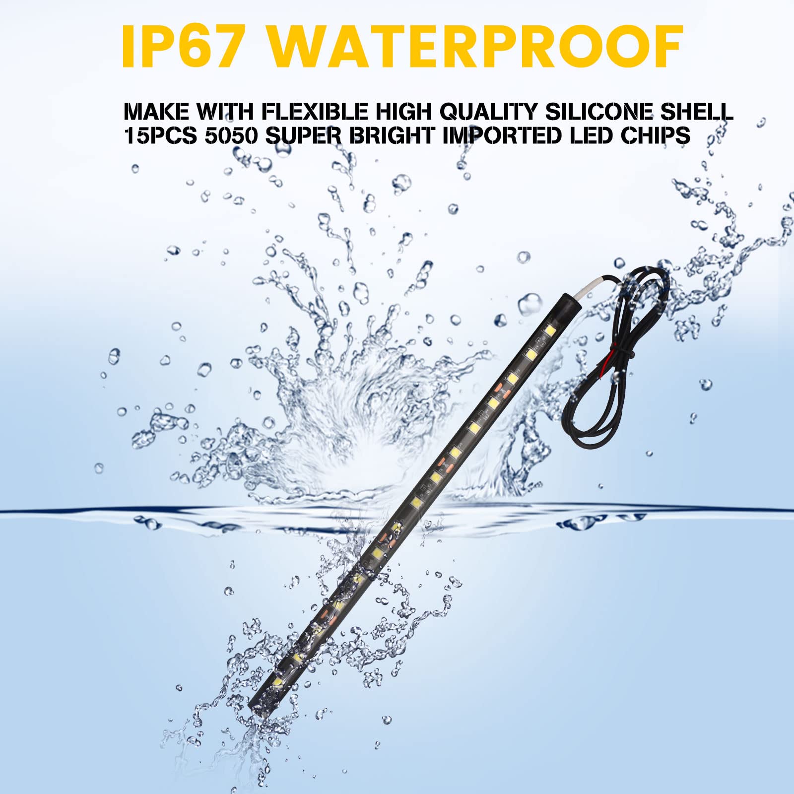 Ym E-Bright Led Strip Lights For Cars 27Cm 5050 15Smd 300Lumen Waterproof Car Underglow Lights- Motorcycles Golf Cart Boat Led I