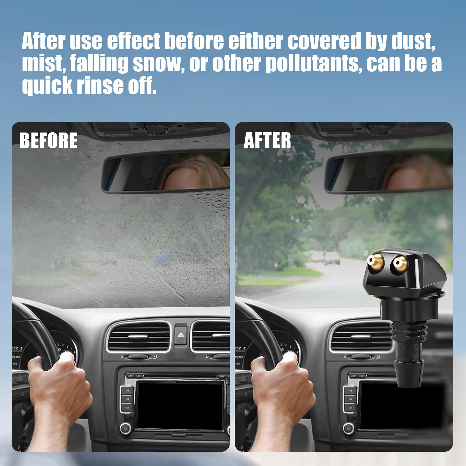 Xbrtaia 2 Pack Front Windshield Washer Nozzles Including Adapters And Hoses, Front Windshield Washer Nozzle Kit,Windshield Washe