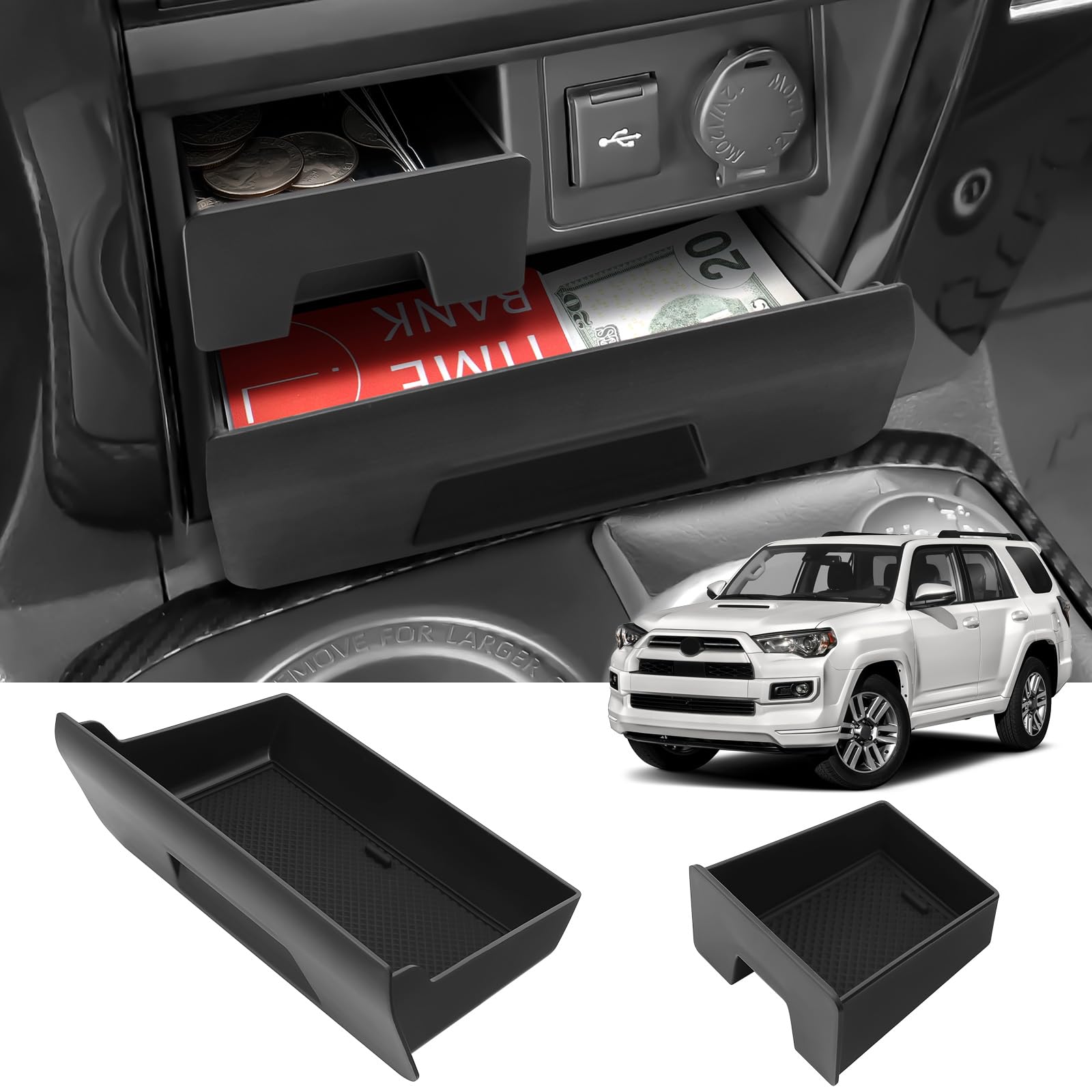Hellet Center Console Organizer Storage Drawer Compatible with Toyota 2014-2020 2021 2022 2023 2024 4Runner Interior Accessories