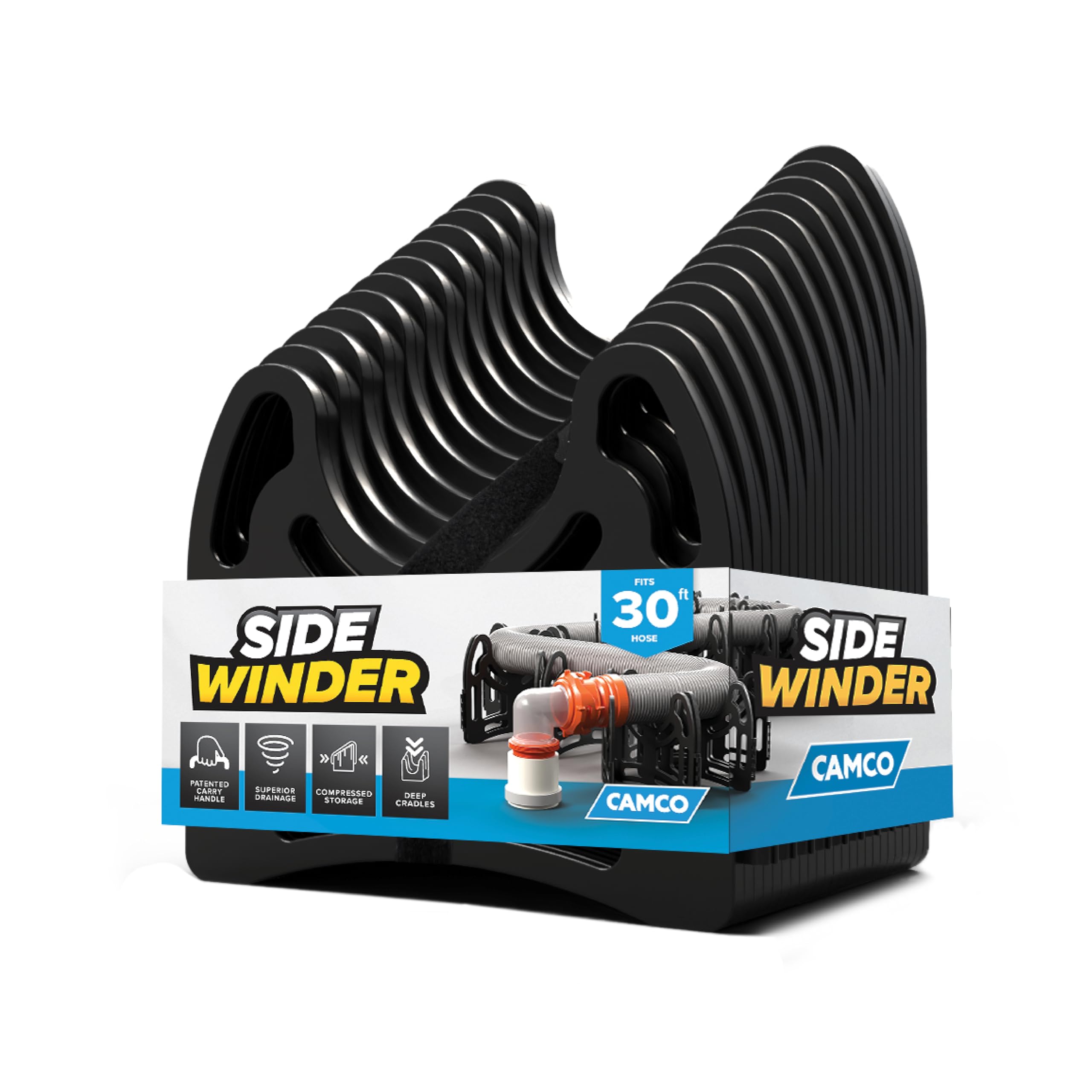 Camco Sidewinder 30-Ft RV Sewer Hose Support - Flexible Telescoping Design for Avoiding Obstacles & Deep Cradles Secure RV Sewer