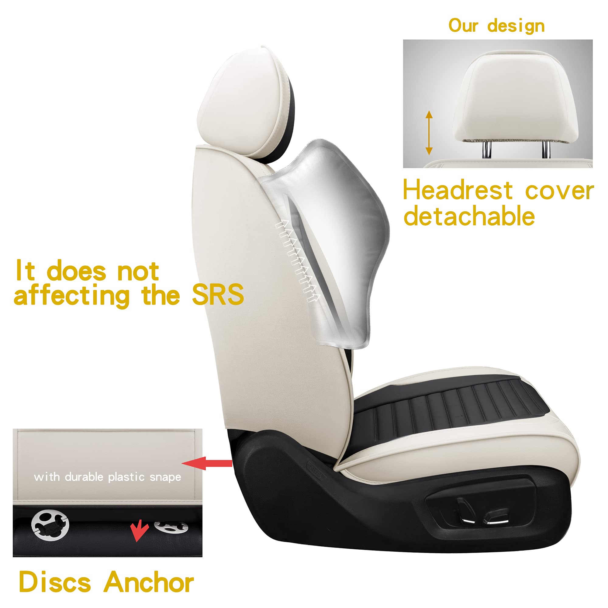 Isen-Coverauto Faux Leather Front Car Seat Covers Automotive Vehicle Cushion Cover For Cars Suv Pick-Up Truck Universal Fit Set