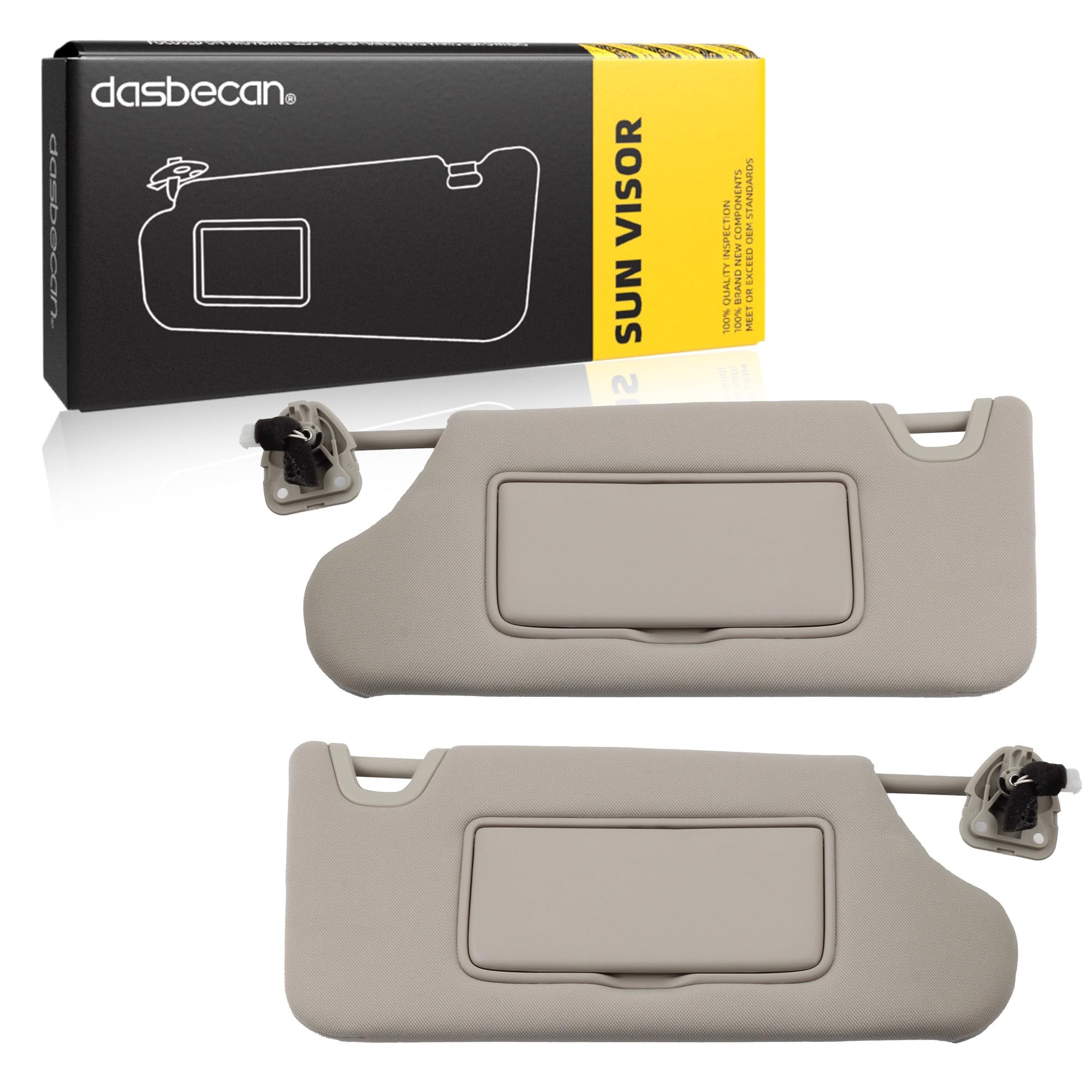 Dasbecan Gray Pair Sun Visor Compatible With Nissan Altima 2013-2018 With Mirror And Vanity Light Without Sunroof Replaces# 9640