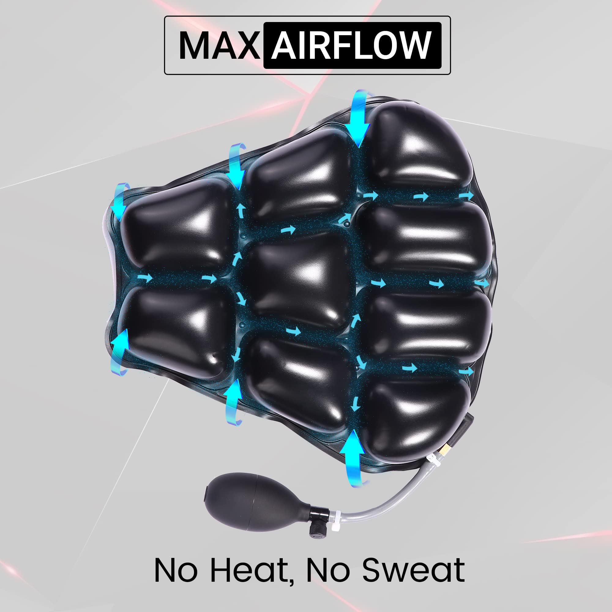 Grand Pitstop Motorcycle Air Seat Cushion, On The Go Inflate & Deflate, Pressure Relief Motorcycle Seat Pad, Shock Proof Comfort