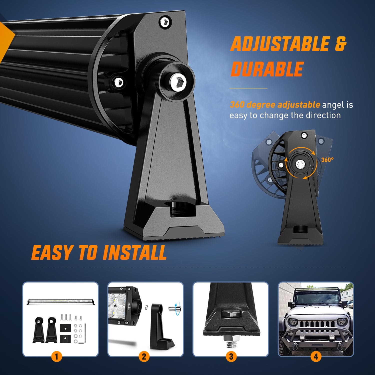 Nilight 52Inch 300W Spot Flood Combo Led Light Bar Off Road Driving Lights Boat Lights Fog Light 12V On/Off 5 Pin Rocker Switch