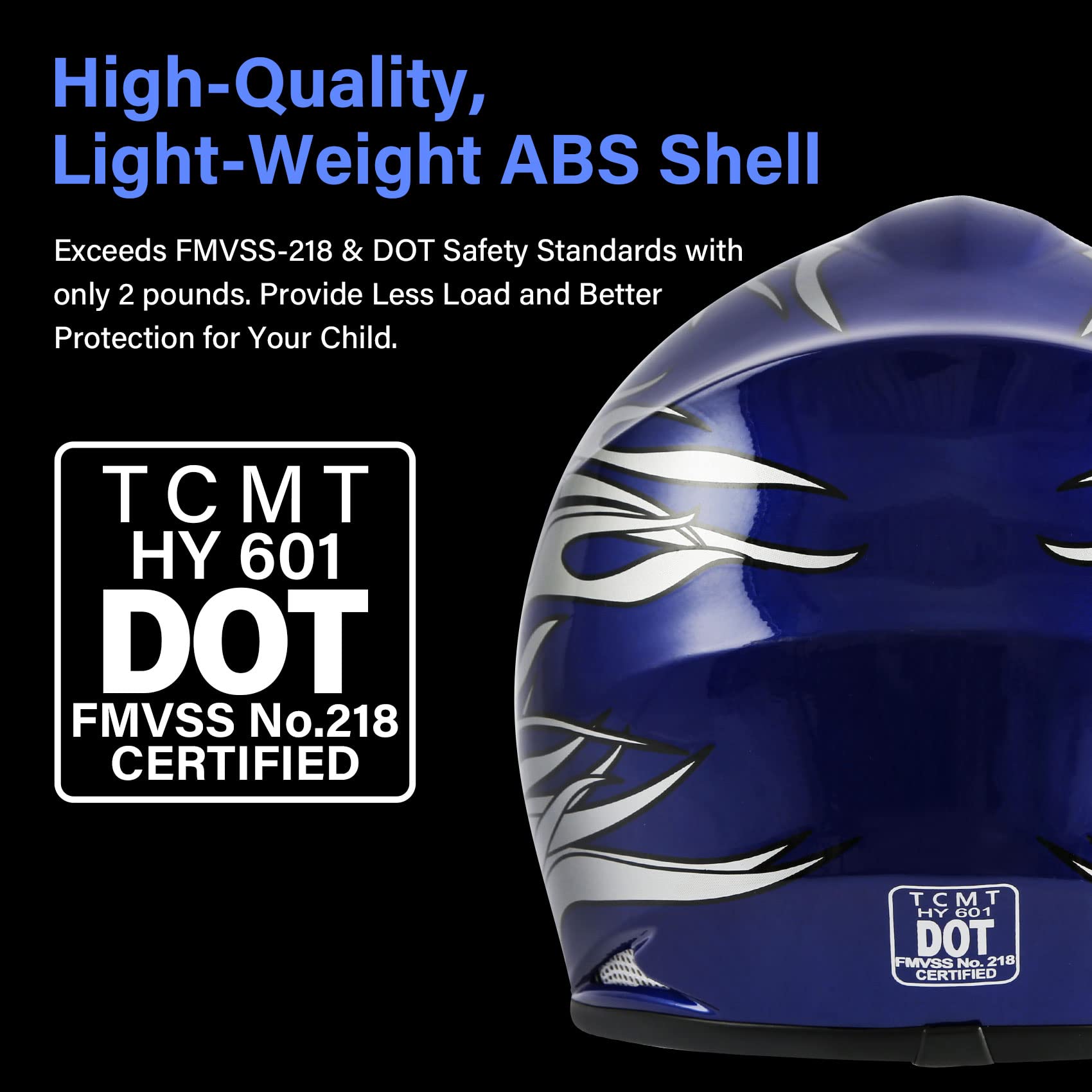 Tcmt Dot Youth & Kids Motocross Offroad Street Helmet Blue Flame Motorcycle Youth Helmet Dirt Bike Motocross Atv Helmet+Goggles+