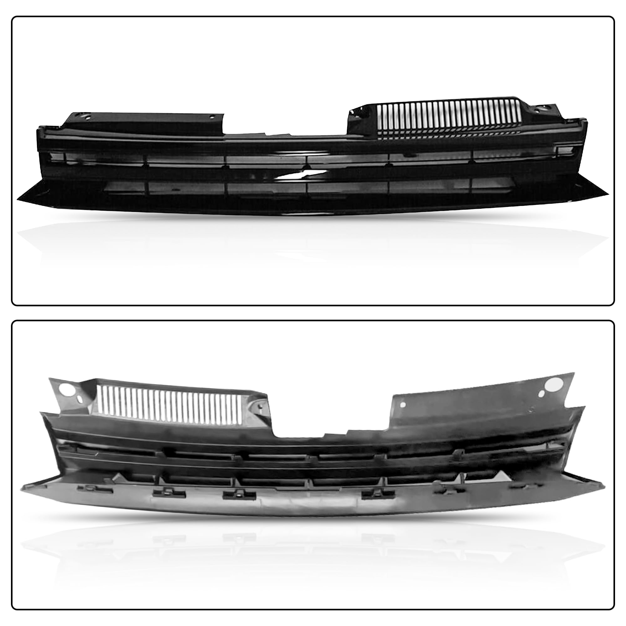 PartsFlow Front Upper Grille Badgeless Sport Grill For 2010 2011 2012 2013 2014 Volkswagen Mk6 Golf GTI Jetta Sportwagen Glossy