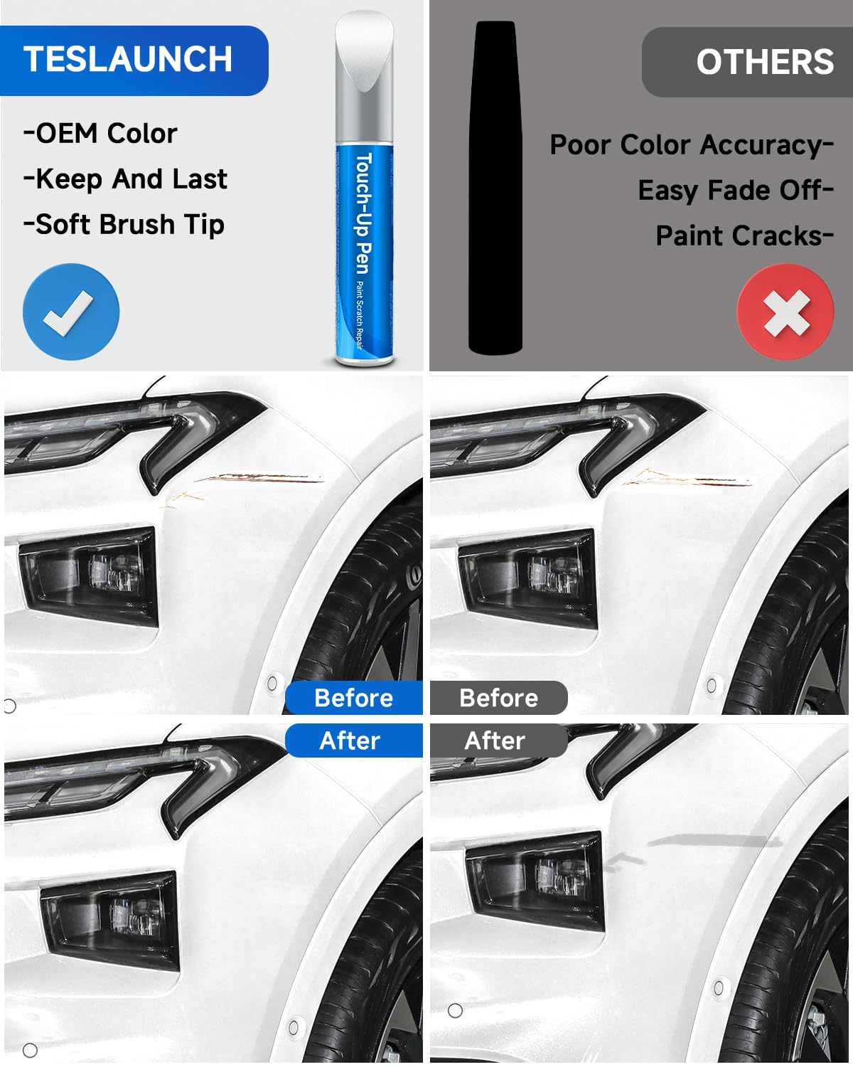 040 Super White/Ice Cap Touch Up Paint Compatible with Toyota Exact Match Touch Up Paint Car Scratch Repair