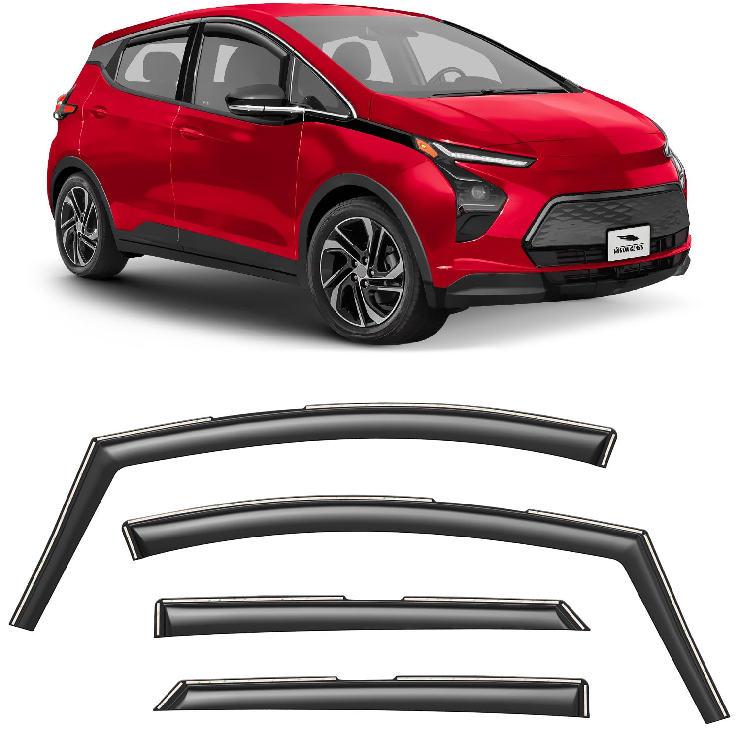 Voron Glass In-Channel Extra Durable Rain Guards For Chevrolet (Chevy) Bolt Ev 2017-2023, Window Deflectors, Vent Window Visors,