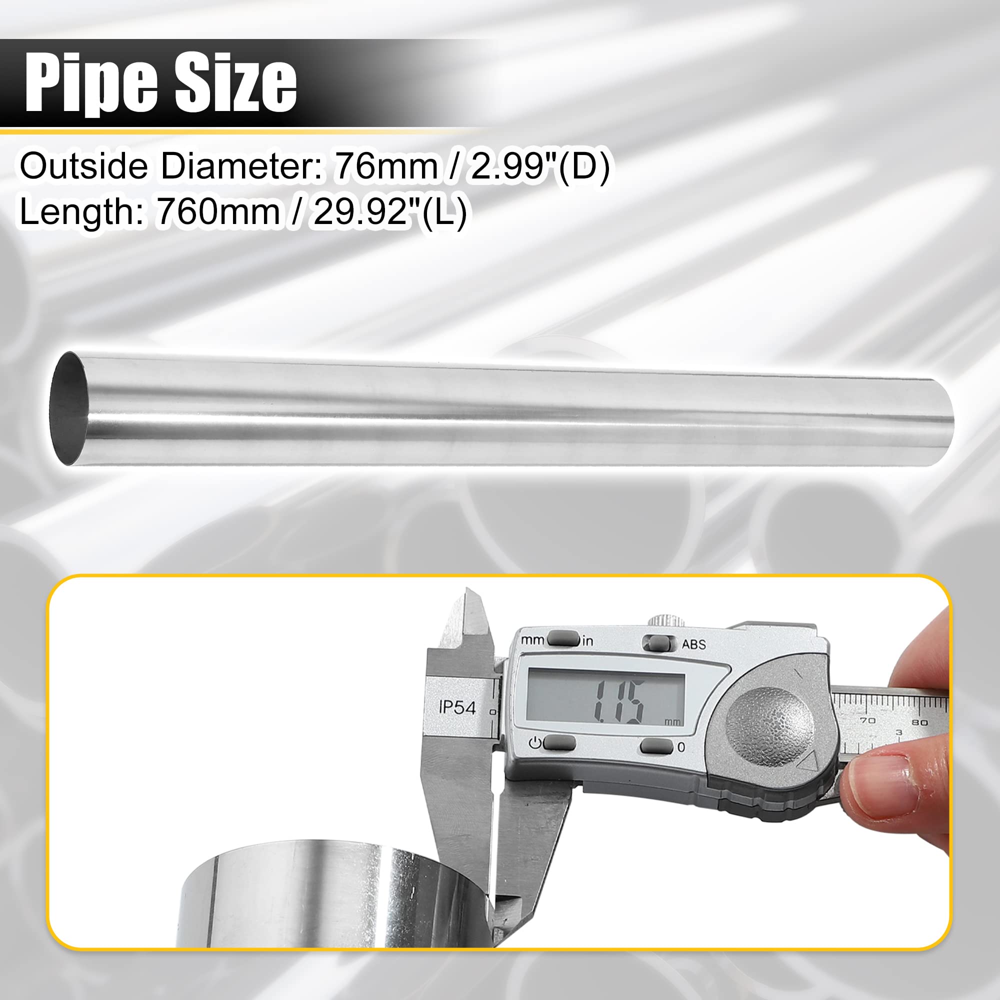 X Autohaux Straight 3' Od 30' Length Diy Custom Mandrel Exhaust Pipe 3 Inch Tube Pipe T304 Stainless Steel Universal Fit