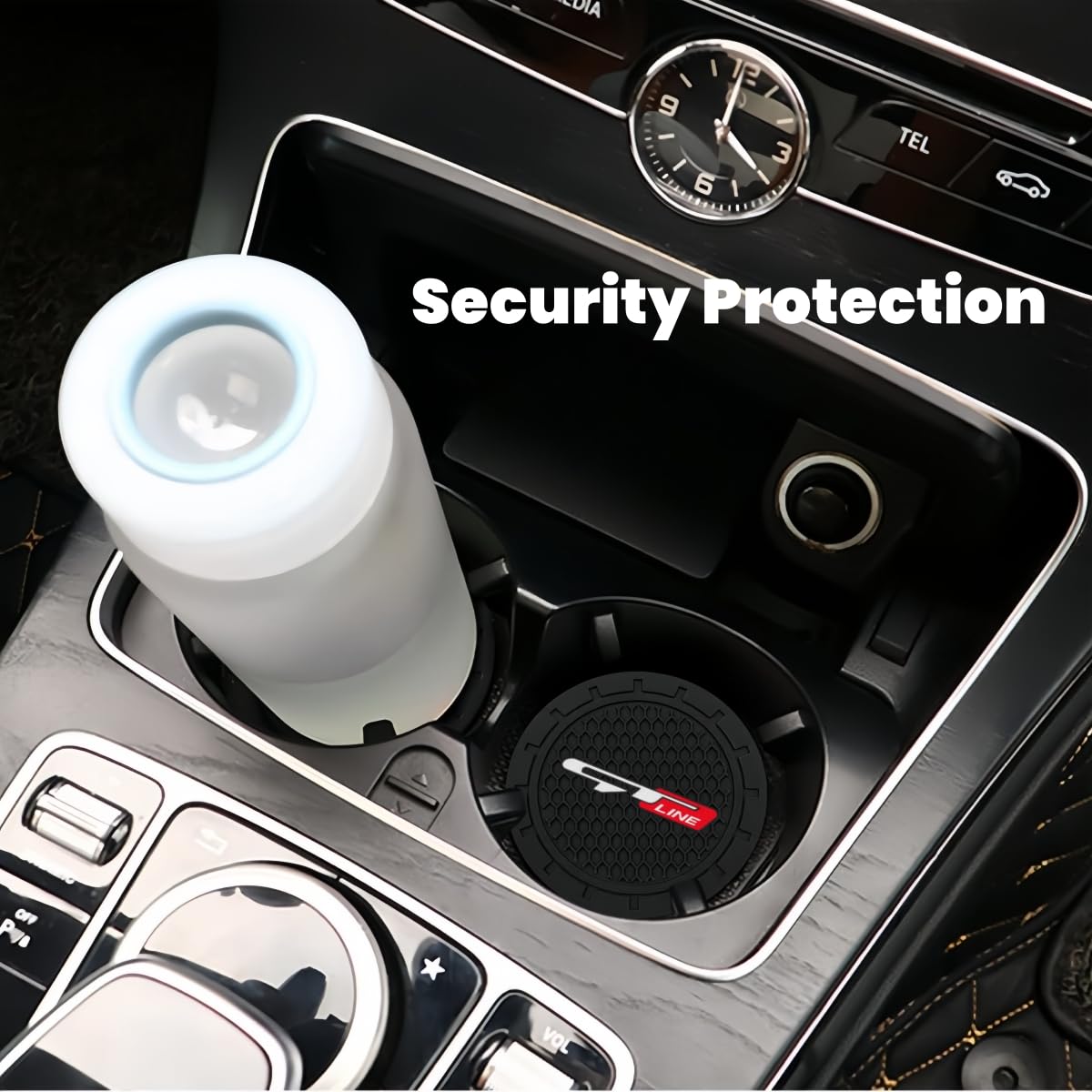2 Pcs Black Car Cup Holder Coaster Compatible With Gt Line 2.75 Inch Silicone Anti-Slip Fashion Car Interior Accessories