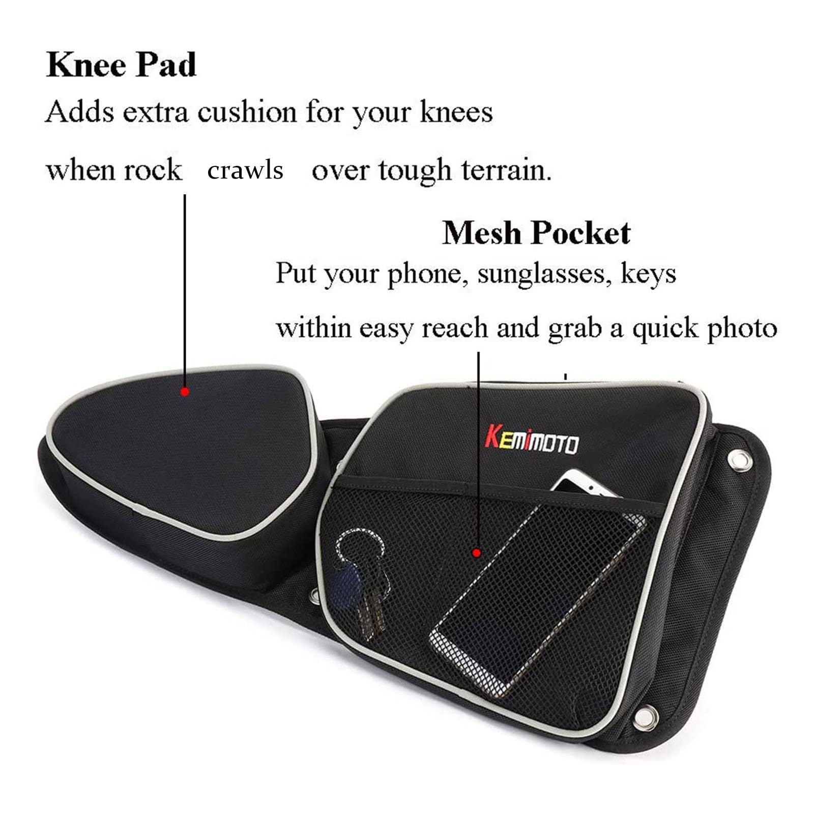 Kemimoto Utv Door Bags For Polaris Rzr Xp 1000, 2014-2018, Black, 7L, 2-Pack