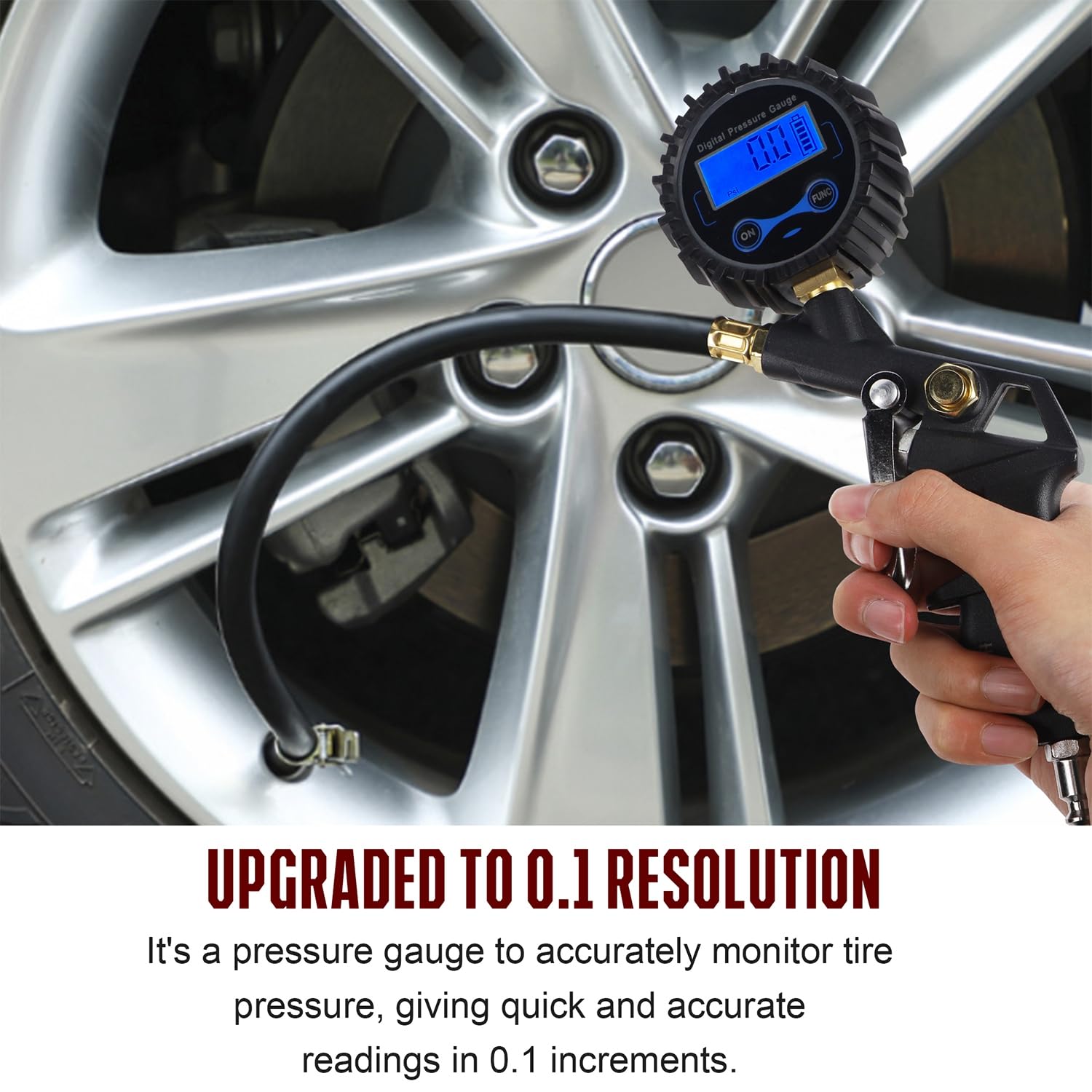 Hausse Heavy Duty Compressor Accessory Kit - Digital Tire Pressure Gauge with Inflator, Blow Gun and Hose Fittings, 1/4'' NPT Ai