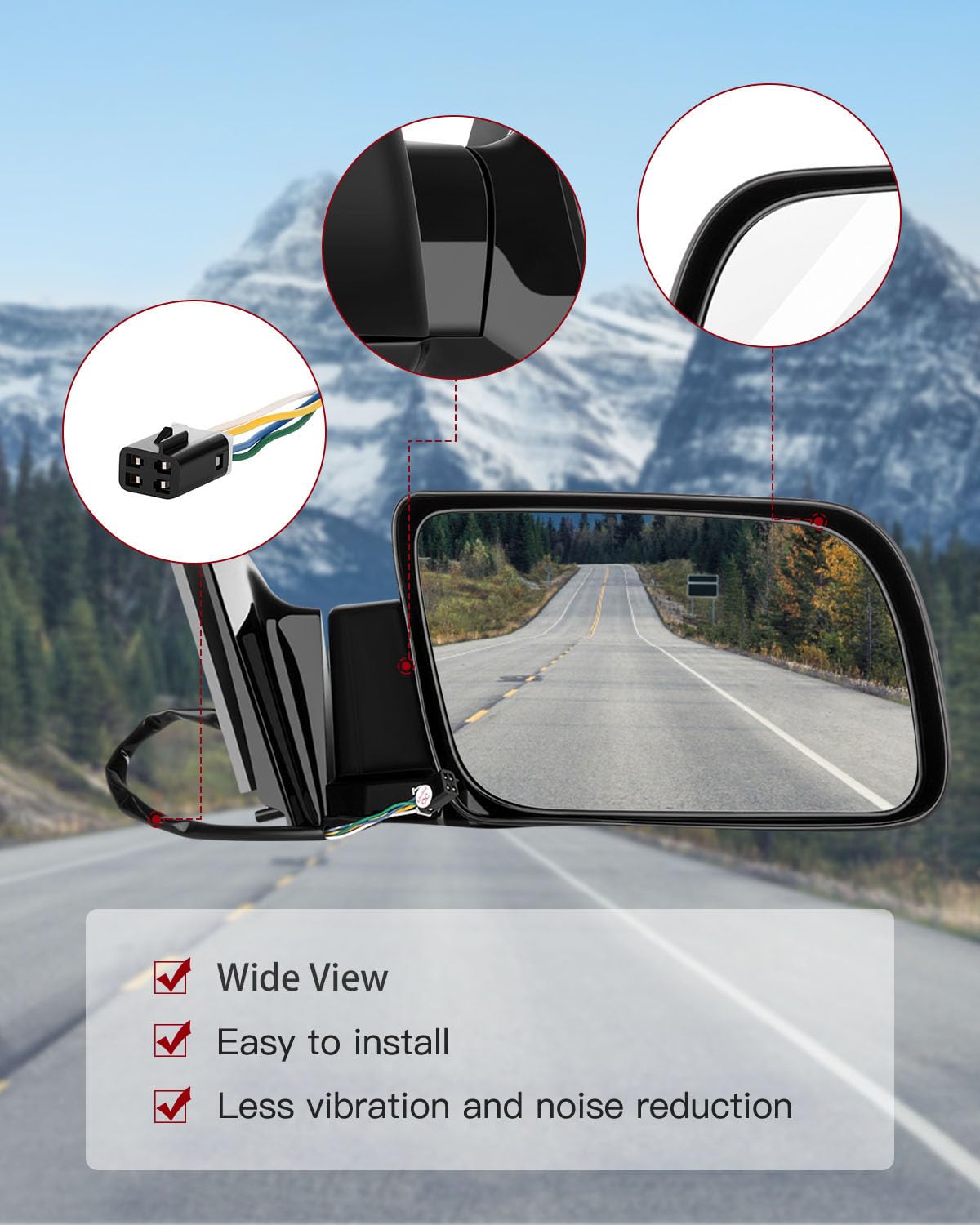 cciyu Door Mirror Right Passenger Side Power Mirror fit for Passenger Side 1988-1998 For Chevy For GMC Pickup Truck 1992-1994 For Chevy Blazer For GMC Jimmy 1995-1998 For Chevy Tahoe MC Yukon