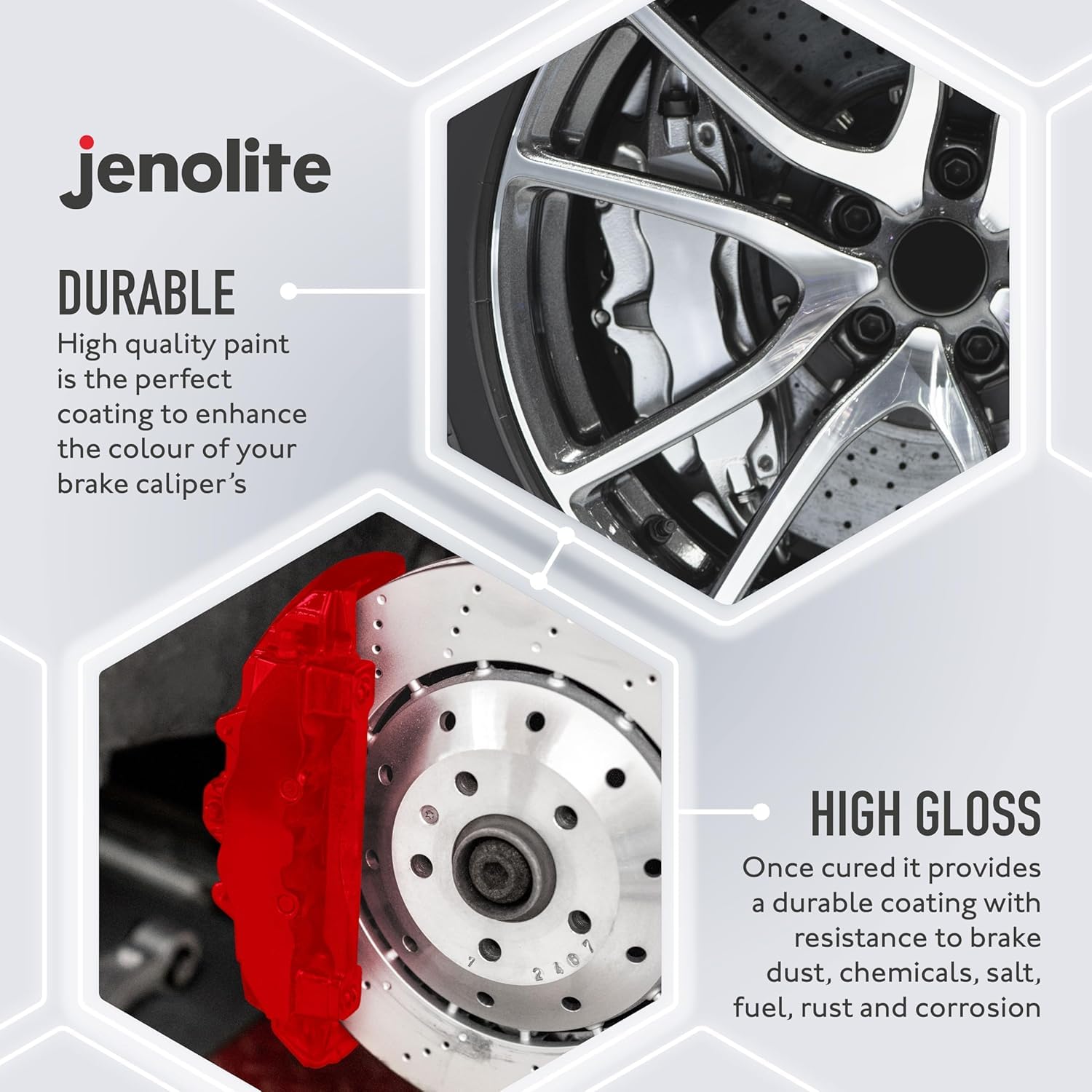 Jenolite Brake Caliper Paint | Red | Restore & Transform Car Brake Calipers | 400Ml (13.5Fl Oz)