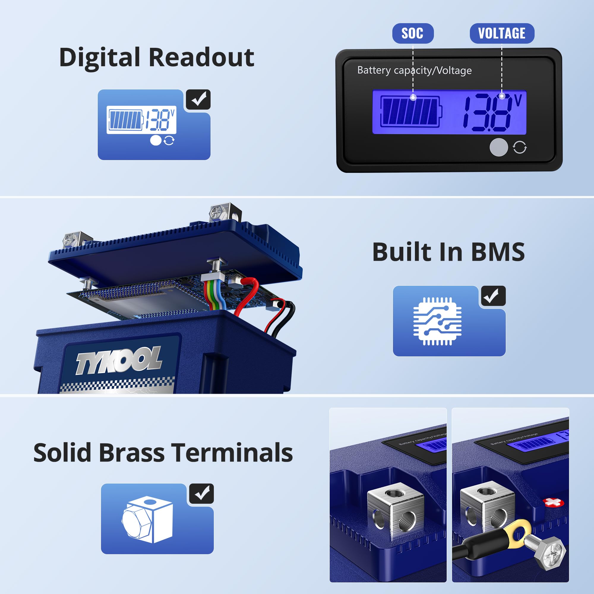 Ytx12-Bs High Performance Lifepo4 Lithium Motorcycle Battery,360Cca,12V 6Ah,Digital Readout,Fits For Honda Trx250 Recon,Suzuki L