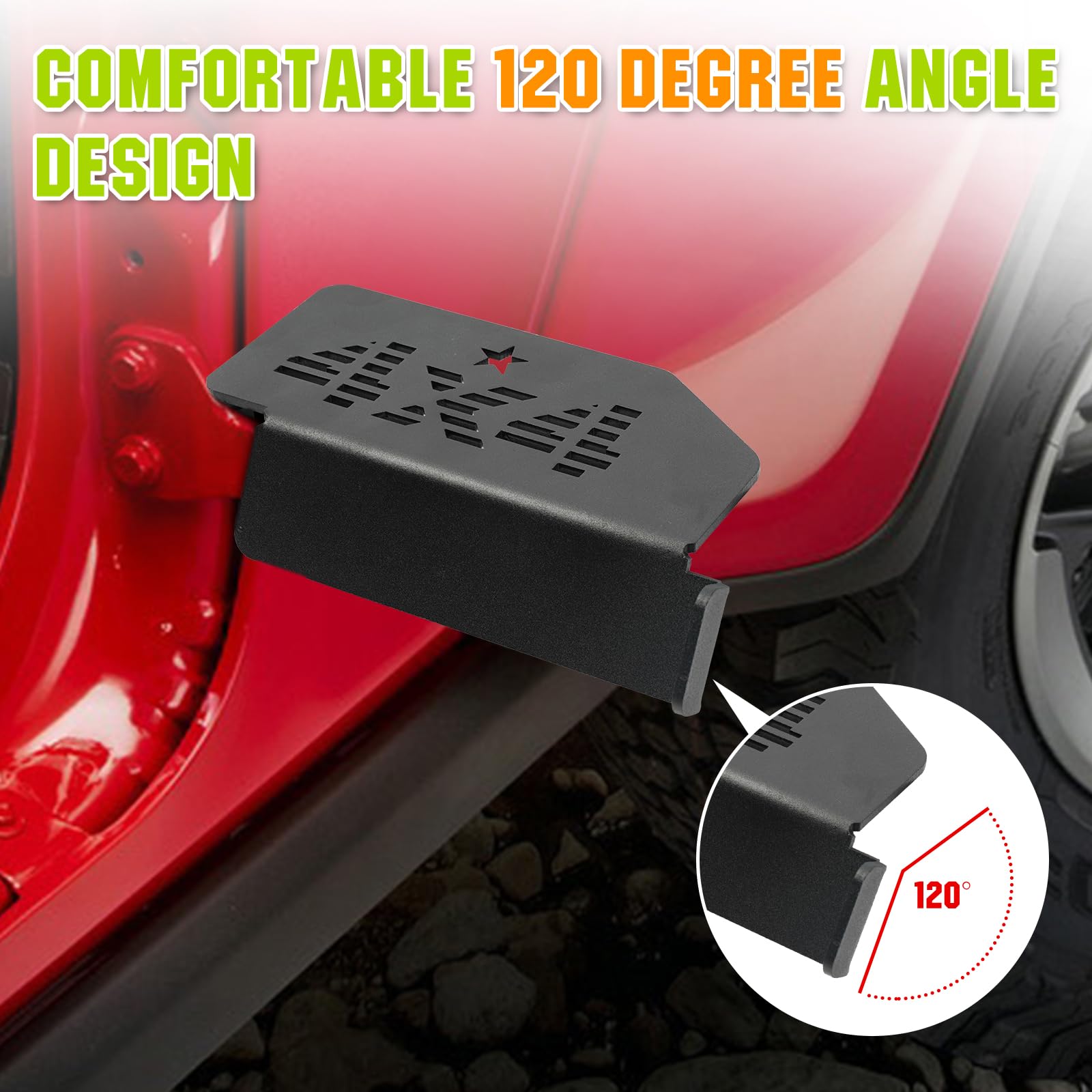 Bordan Front Foot Pegs Doors Off For Jeep Wrangler Jk Jku Jl Jlu Jt Gladiator 2007-2025, Exterior Door Hinge Foot Peg Metal Rest