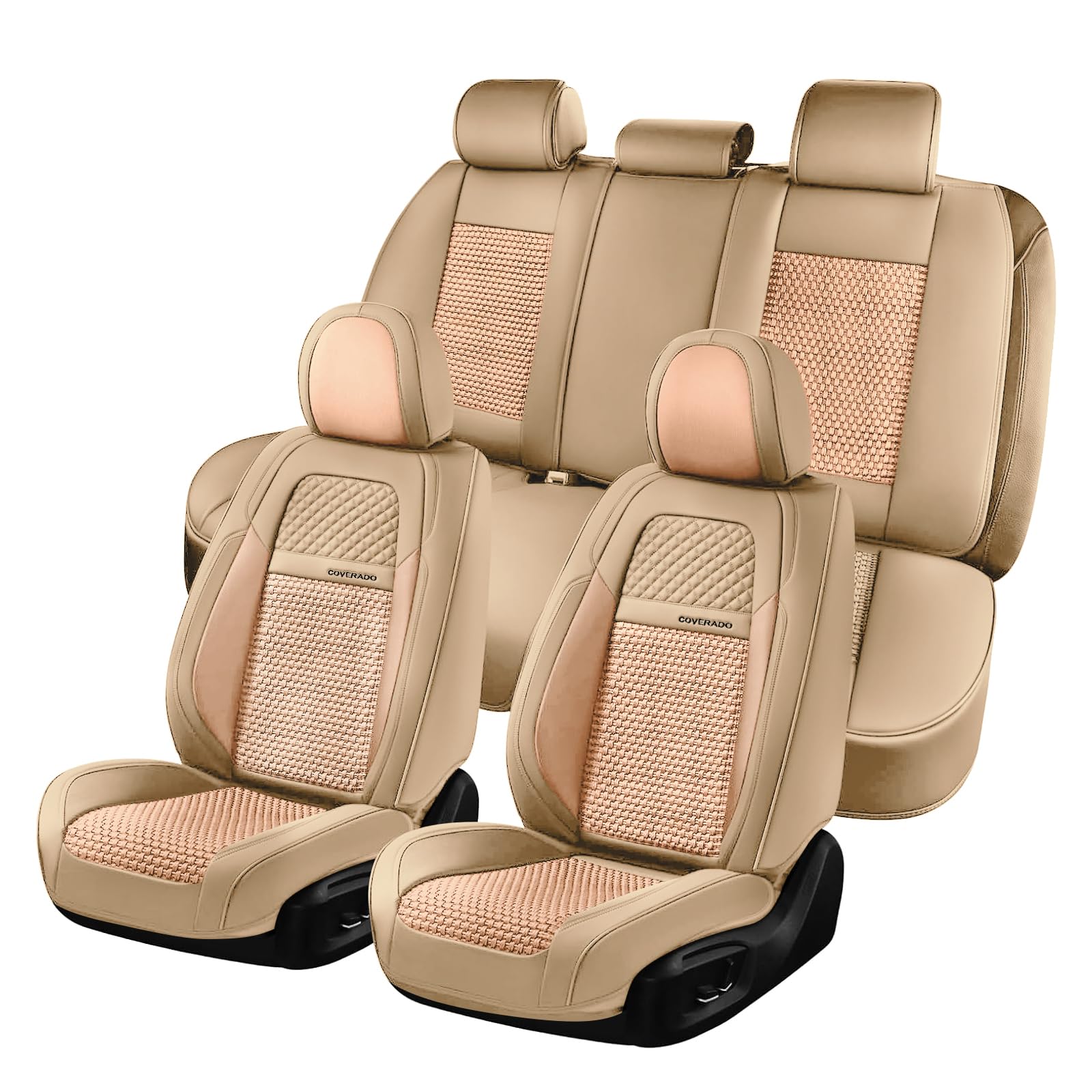 Coverado Car Seat Covers Front Seats, Waterproof Front Seat Covers Nappa Leather Seat Covers For Cars, Breathable Summer Car Sea