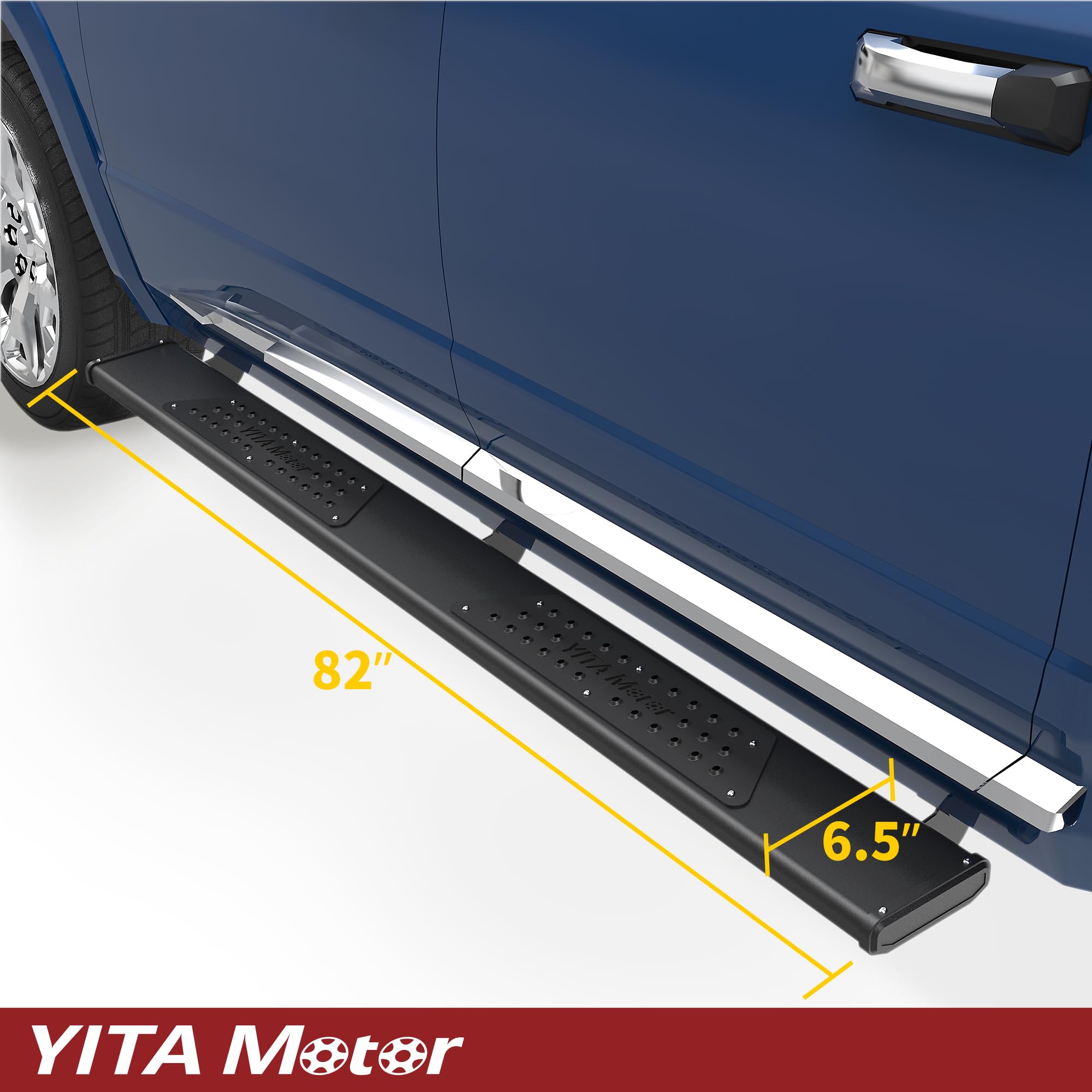 Yitamotor 6.5 Inches Running Boards Compatible With 2009-2018 Dodge Ram 1500 & 2010-2022 2500 3500 Crew Cab Black Textured Nerf