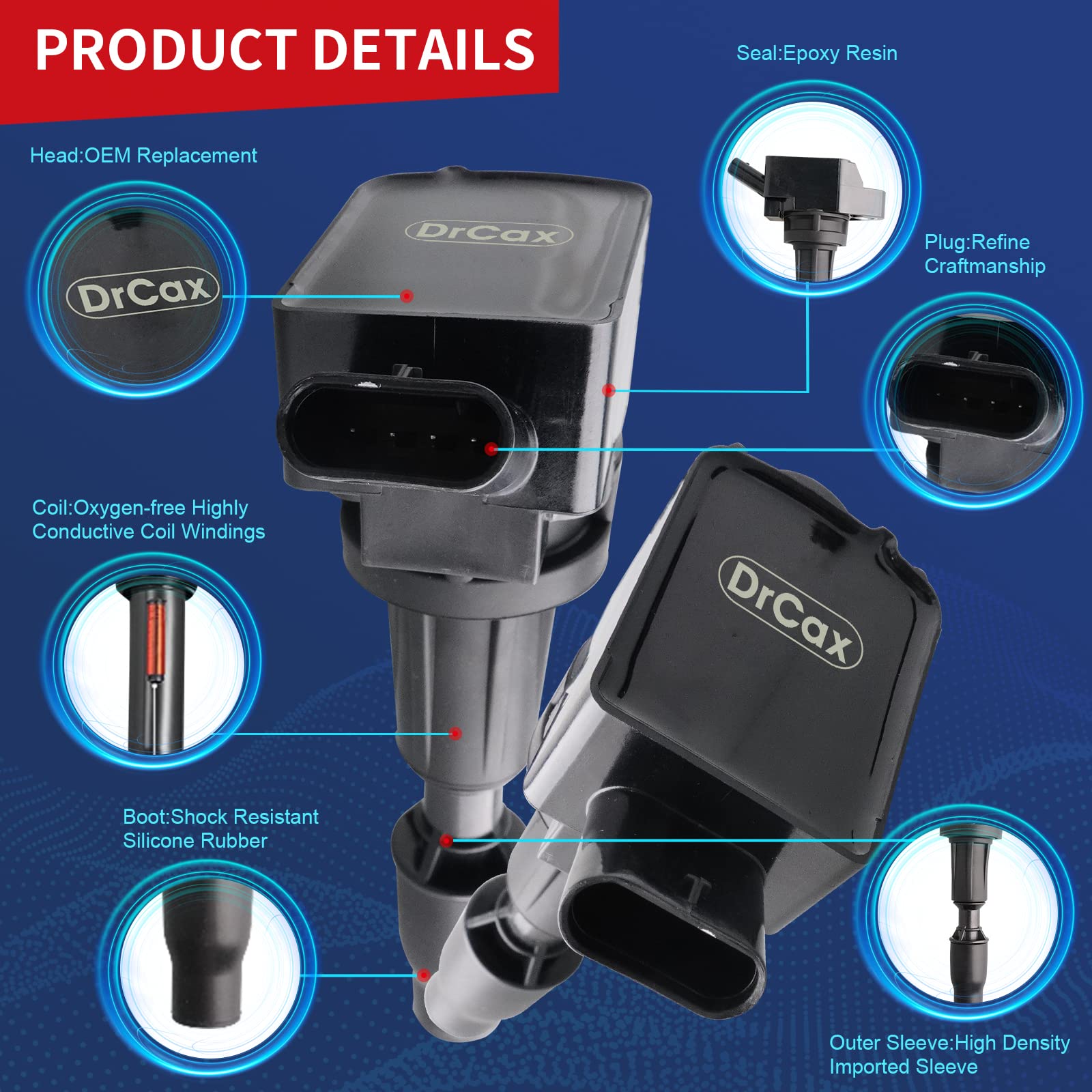 Drcax Oem Ignition Coil Uf764 Gn10730 Compatible With Genesis Kia G70 G80 G90 Santa Fe Sonata Optima Sorento Sportage Stinger Re