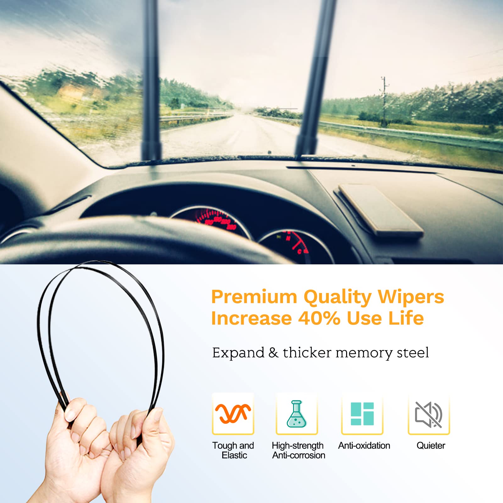 24''+17''+13'' Windshield Wipers Blade For Terrain Chevy Equinox 2010-2017 Oe Replacement All-Season Front And Rear Windshield W