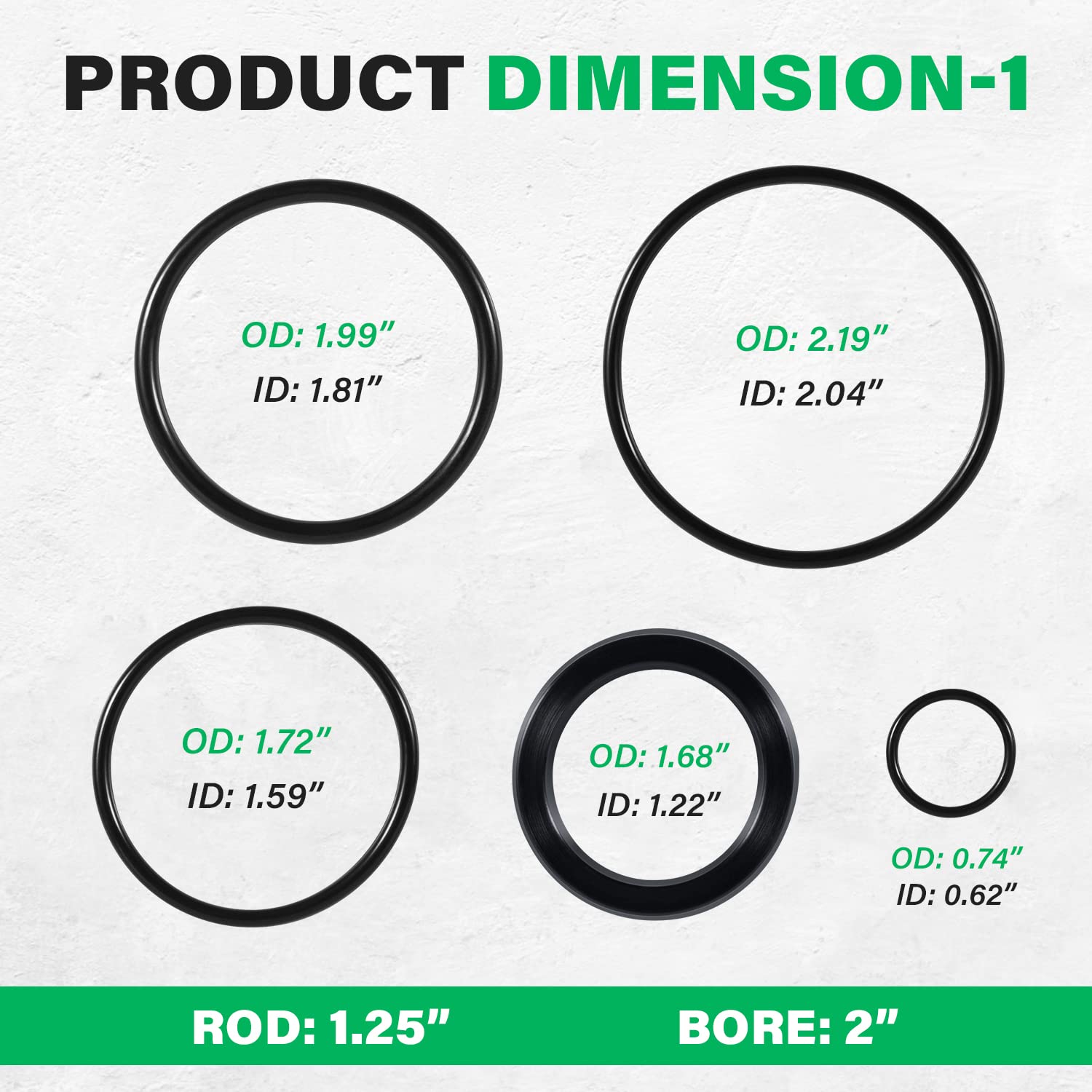 (1 Set) 6803329/7137769 Hydraulic Lift Cylinder Seals Kit Fits For Bobcat 444, 500, 520, 530, 533, 540, 542B, 643, 731, 743 Etc
