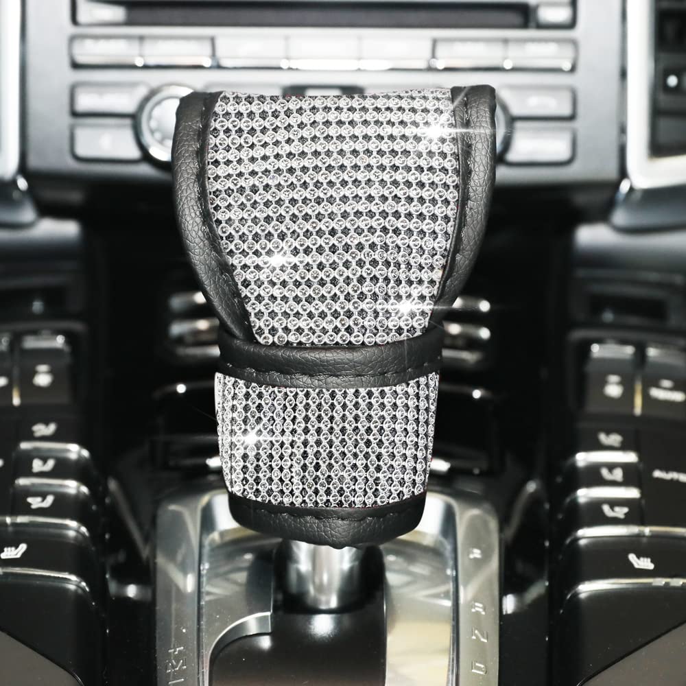 Vargtr Bling Bling Auto Gear Shift Knob Cover,Auto Shift Gear Cover With Crystal Glitter Bling Rhinestones,Car Knob Gear Stick P