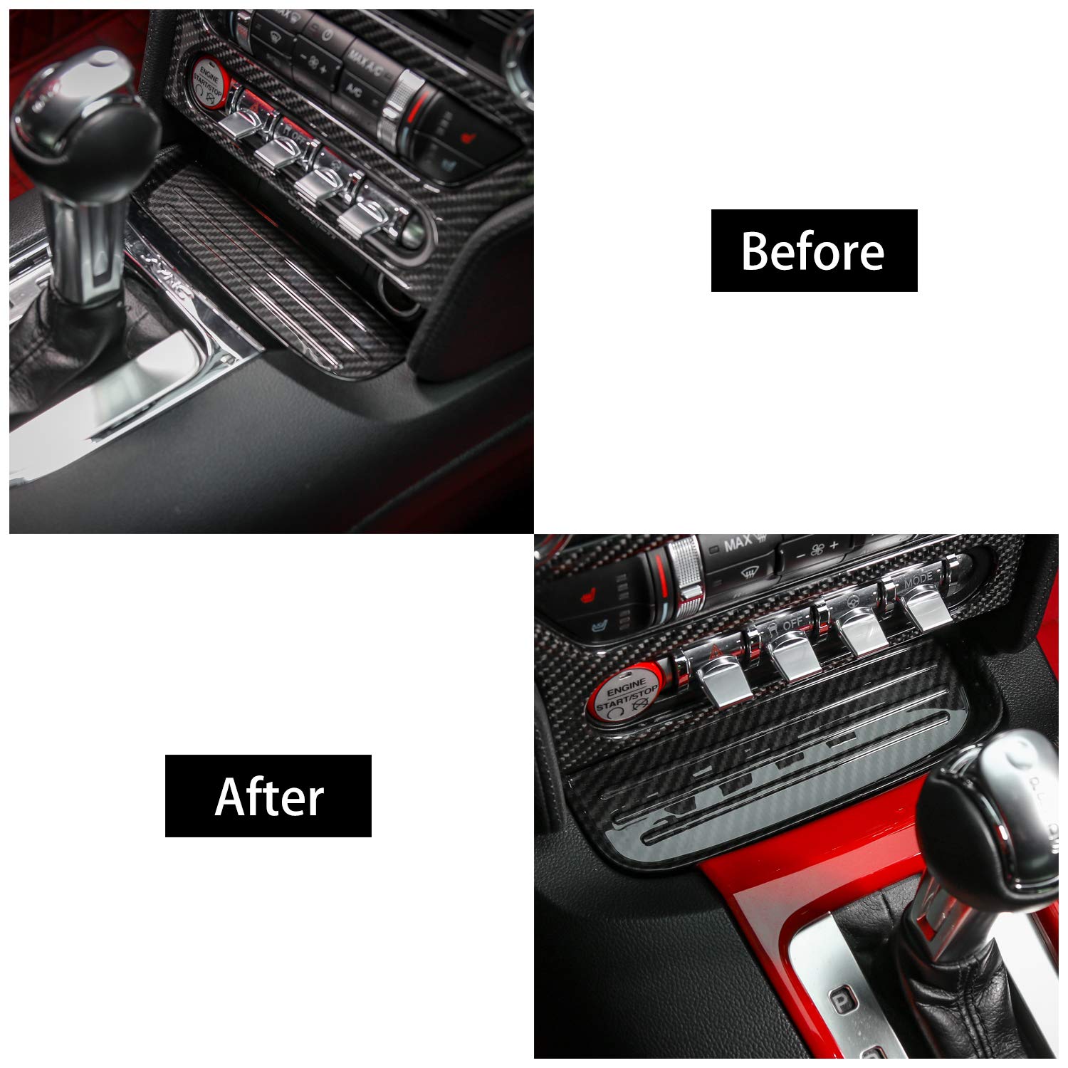 RT-TCZ for Mustang Carbon Fiber Tray Interior Accessories, Gear Shift Storage Organizer Trim for Ford Mustang 2015 2016 2017 201