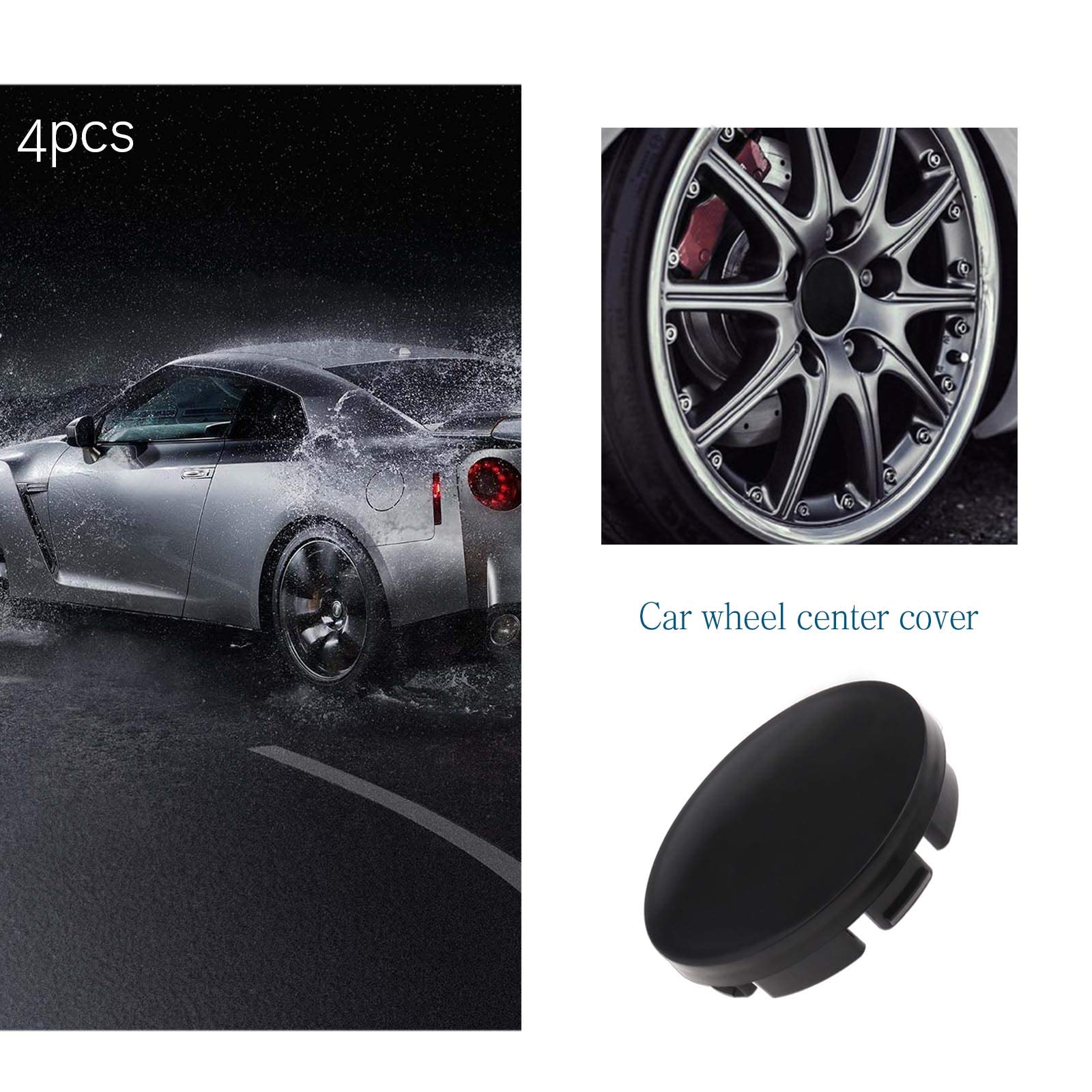 4Pcs Car Auto Wheel Center Caps Front & Rear Hub Covers Black Abs For Vehicle Replacement Accessories 56Mm Outer Diameter