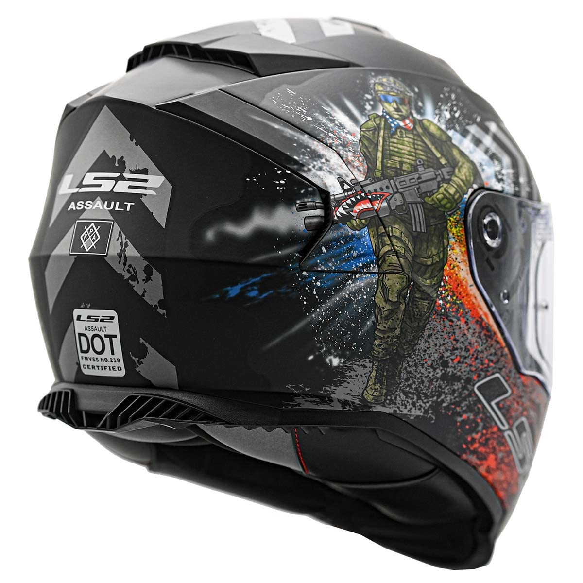 Ls2 Helmets Assault Full Face Motorcycle Helmet W/Sunshield (Commando Black Camo - 3X-Large)