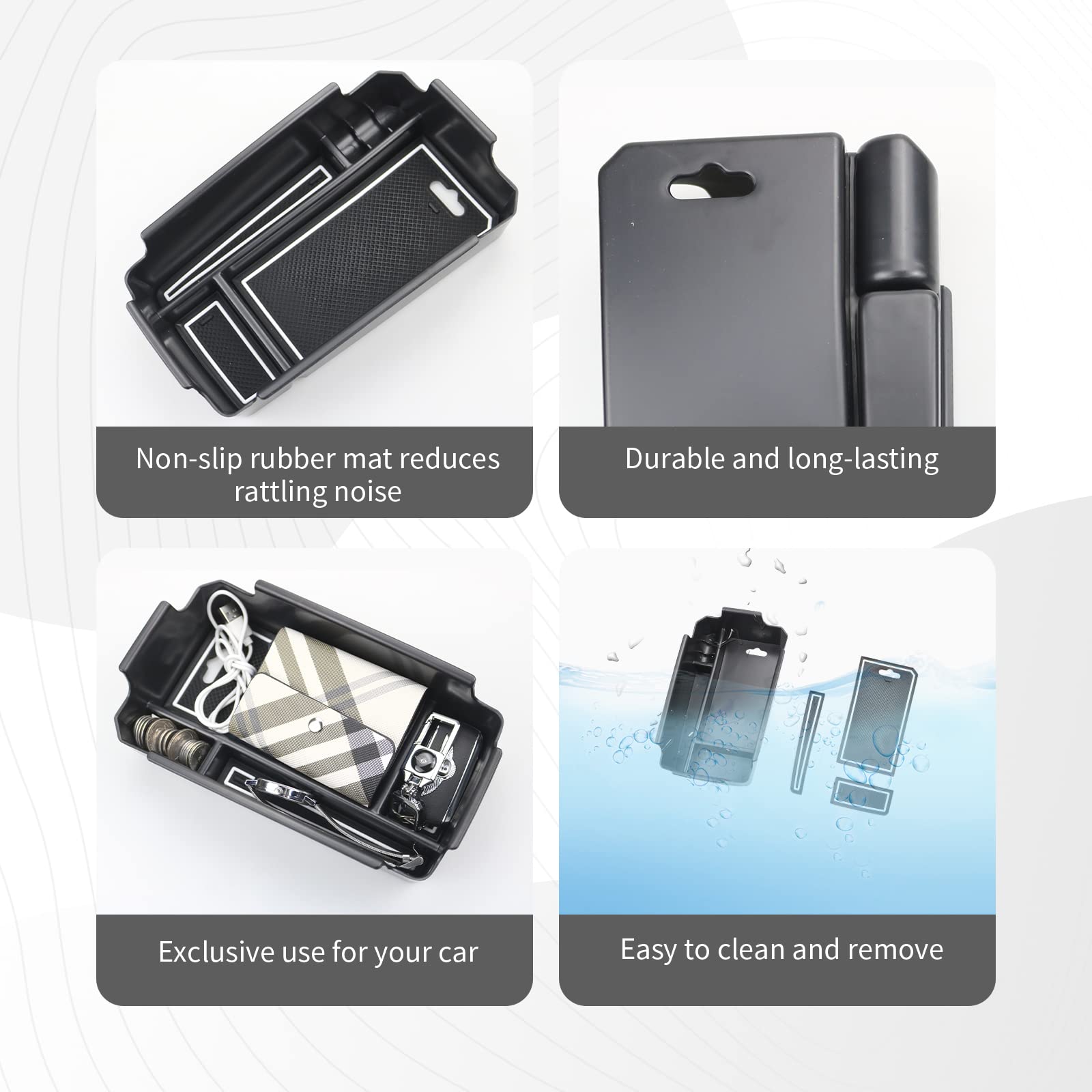 Cdefg Center Console Organizer Tray For 2019 2020 2021 2022 2023 2024 2025 Volvo Xc40 Accessories Abs Black Material Armrest Insert Secondary Storage Box